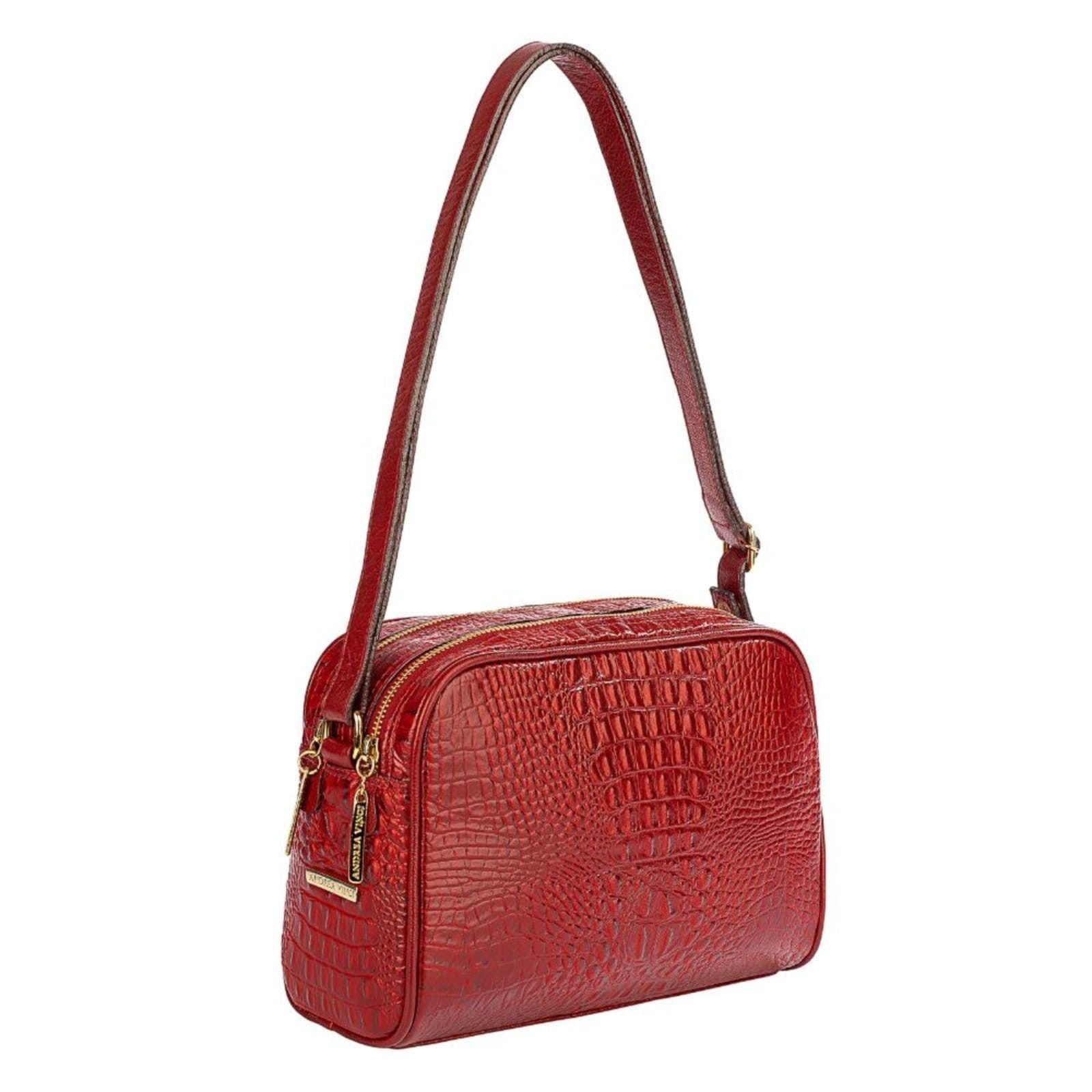 Vista 2 Bolsa Quadrada De Couro Daiana Andrea Vinci vermelho