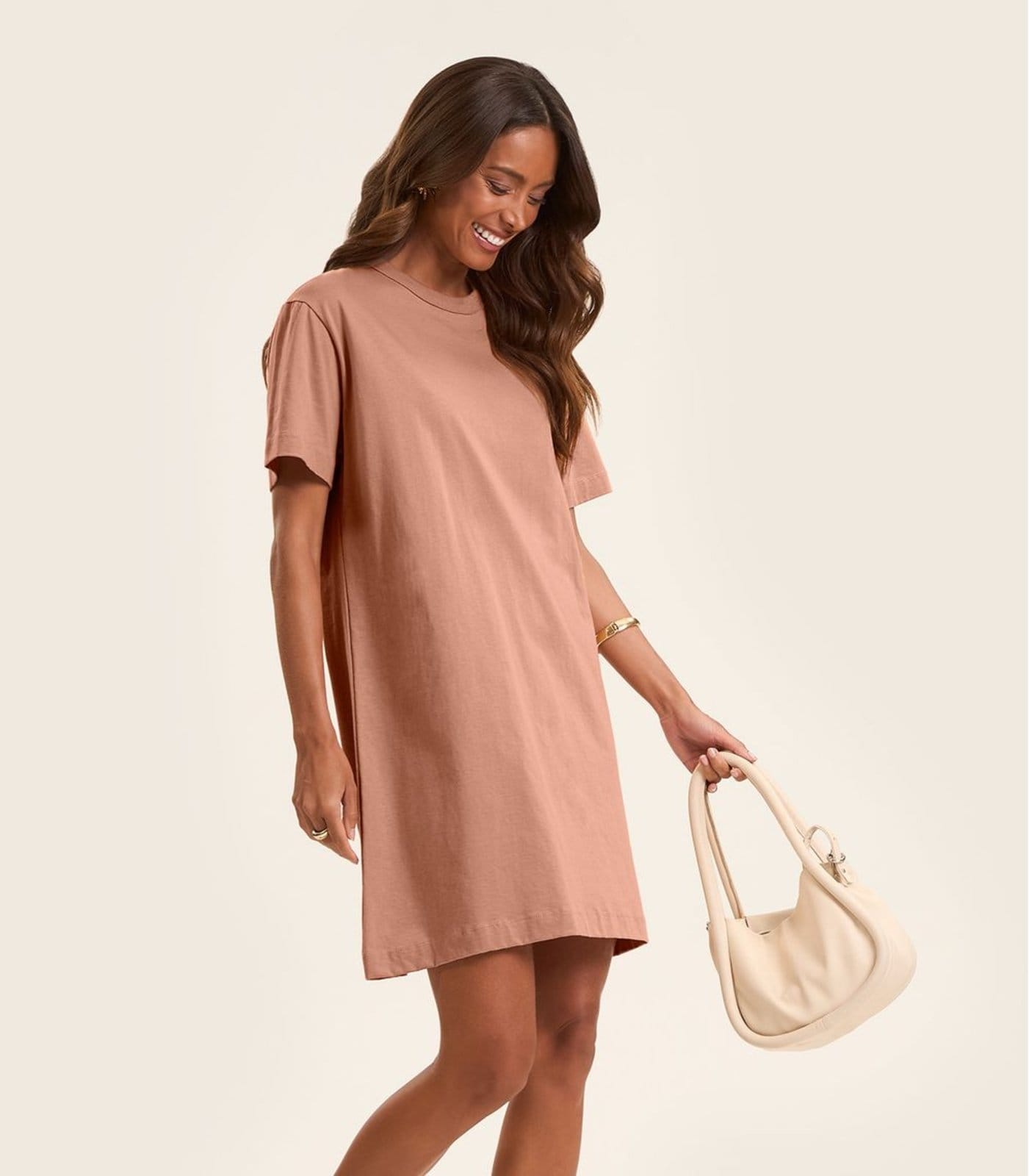 Vista 2 Vestido Básico T-Shirt Feminino Rovitex Rovitex Básicos marrom