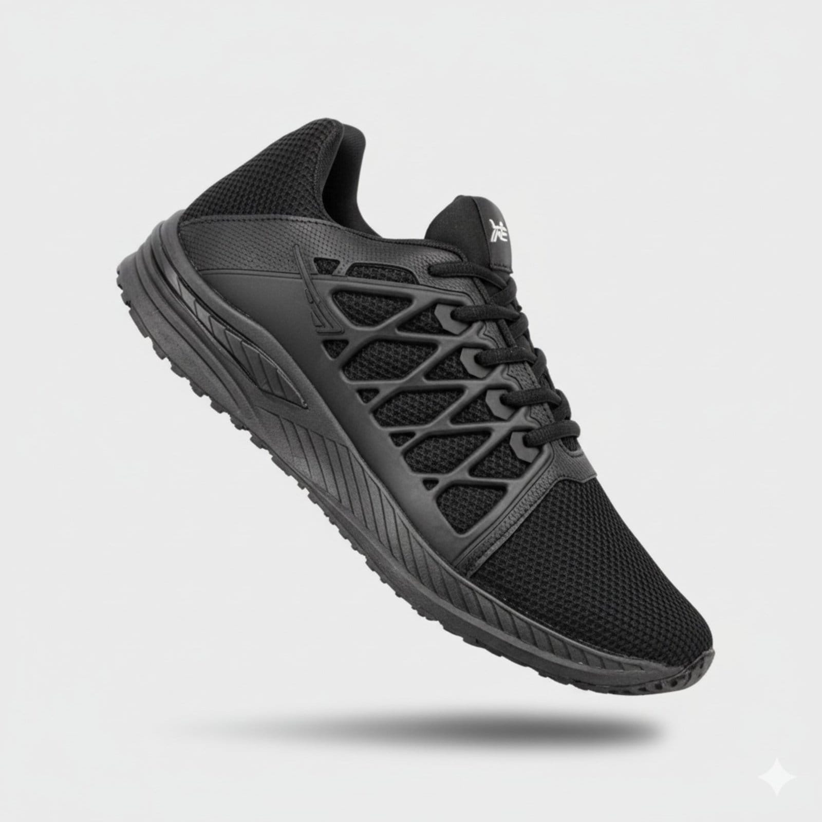 Vista 2 Tênis Masculino Running Esportivo Cadarço Treino Academia Sapatofran preto