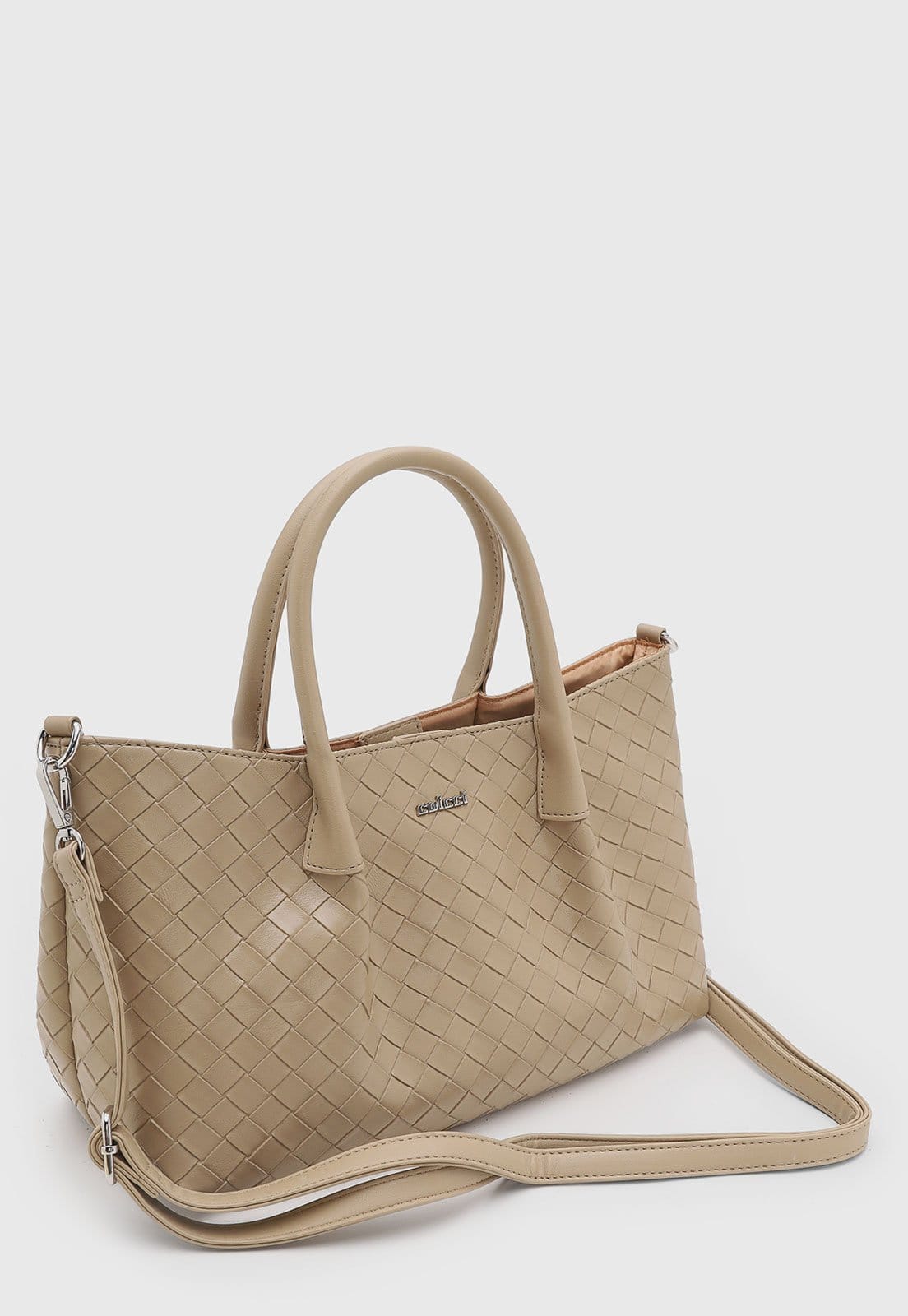 Vista 2 Bolsa Grande Colcci Textura Entrelaçada Fendi Colcci bege