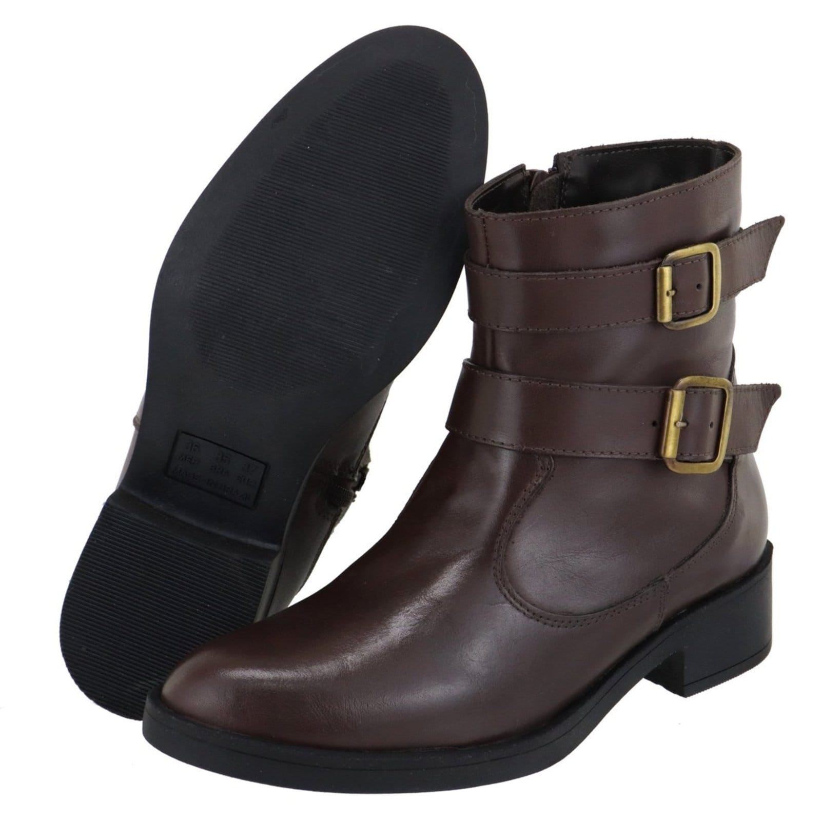 Vista 2 Bota em Couro Cano Curto Feminina Lançamento Tellini Store Chocolate TELLINI STORE marrom