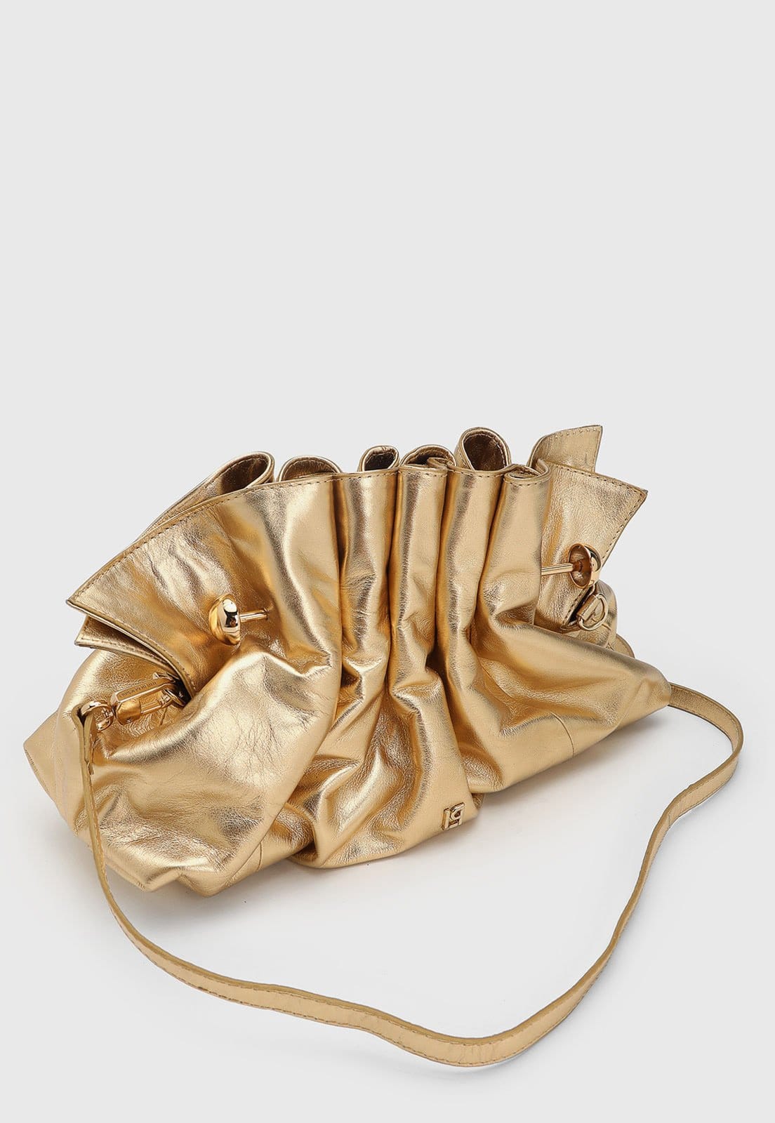 Vista 2 Bolsa Feminina Lança Perfume Clutch Dourada Metalizada Lança Perfume dourado