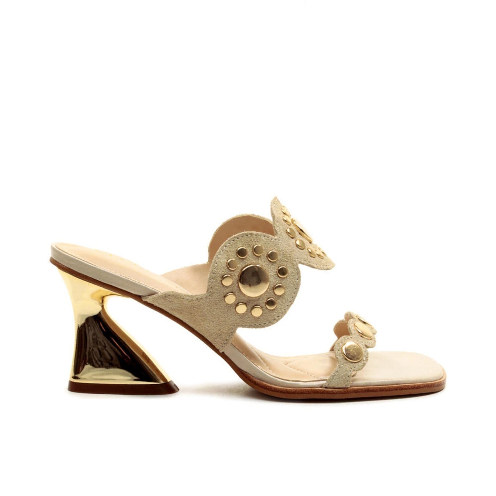 Tamanco Couro Creme Salto Médio Cecconello 2747004-3