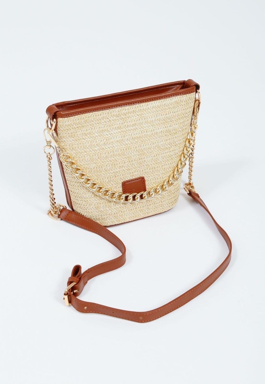 Vista 2 Bolsa Pop Me Em Palha Viés Alça Pu Pop Me bege