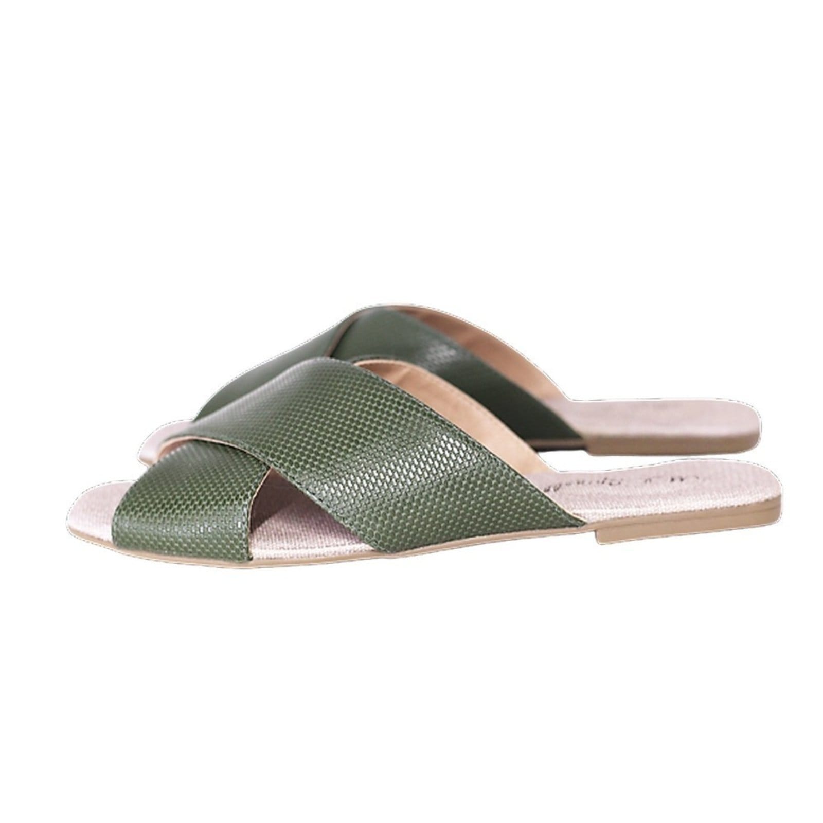 Chinelo Rasteirinha Tiras em Couro Verde