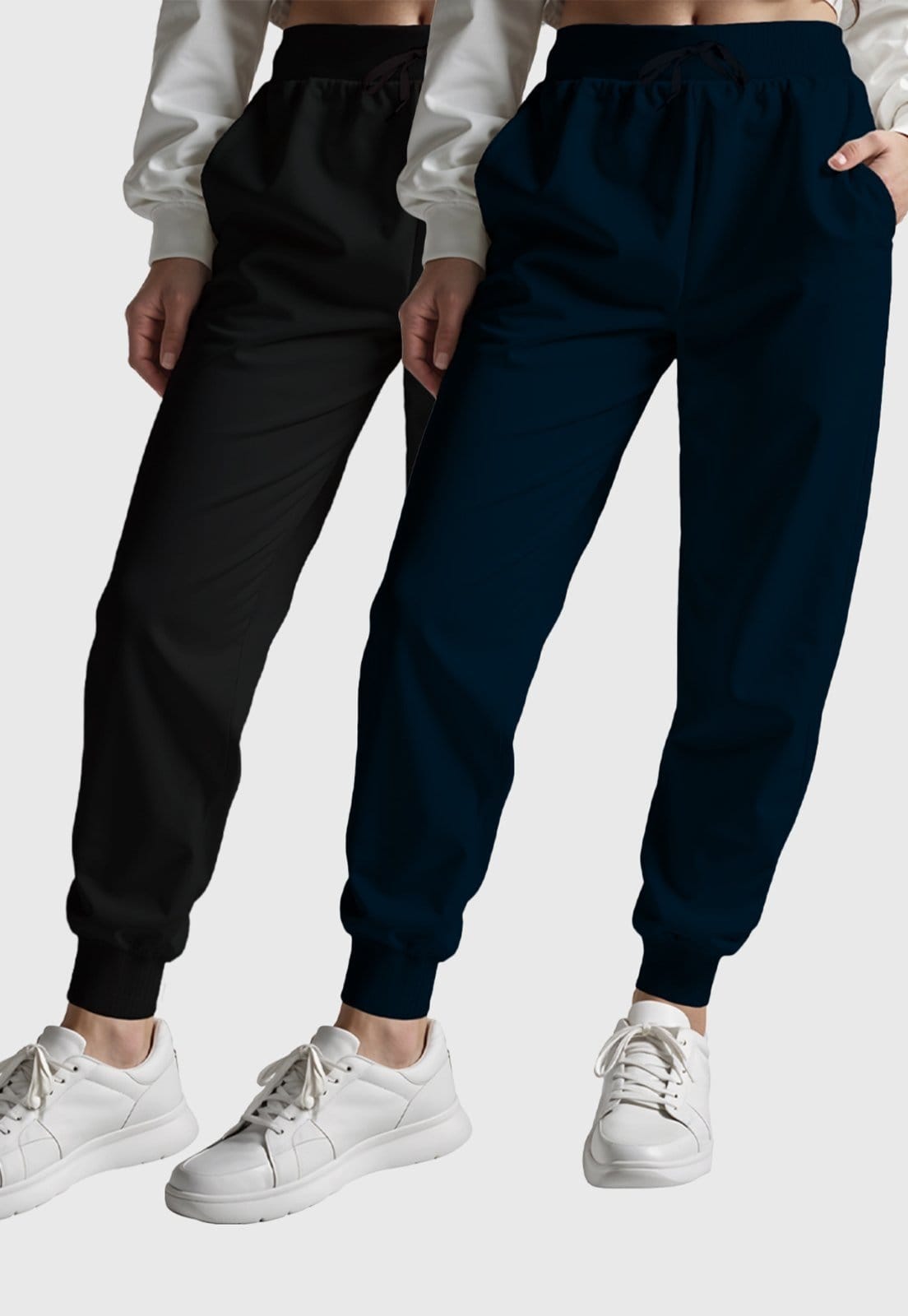 Kit 2 Calças Femininas Moletom Lisas Benellys Básicas Marinho e - 2