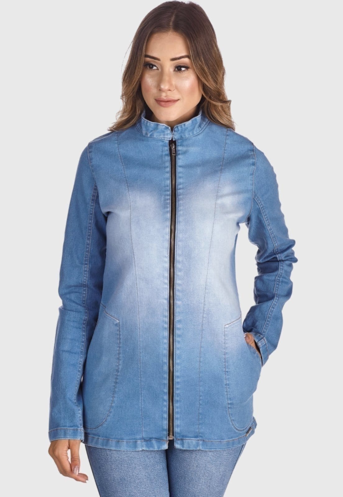 Vista 2 Jaqueta Jeans HNO Jeans Blazer Gola Padre New Style HNO Jeans azul