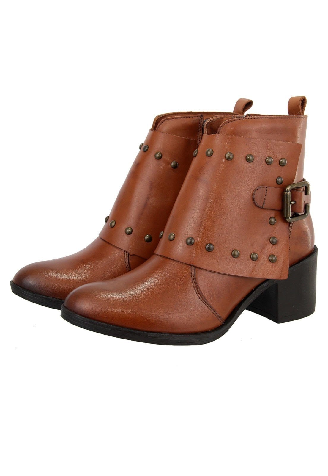 Bota em Couro Feminina Maria Paula Cano Curto Tacha Rusty