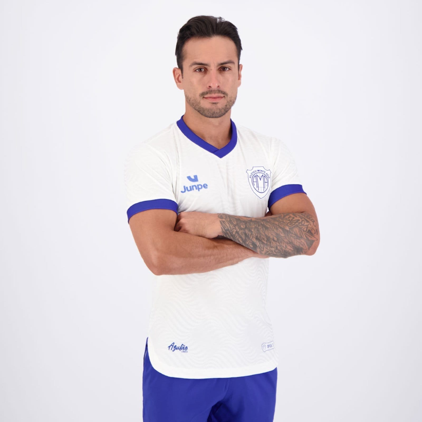 Vista 2 Camisa Junpe Monte Azul II 2026 Junpe Sports branco azul