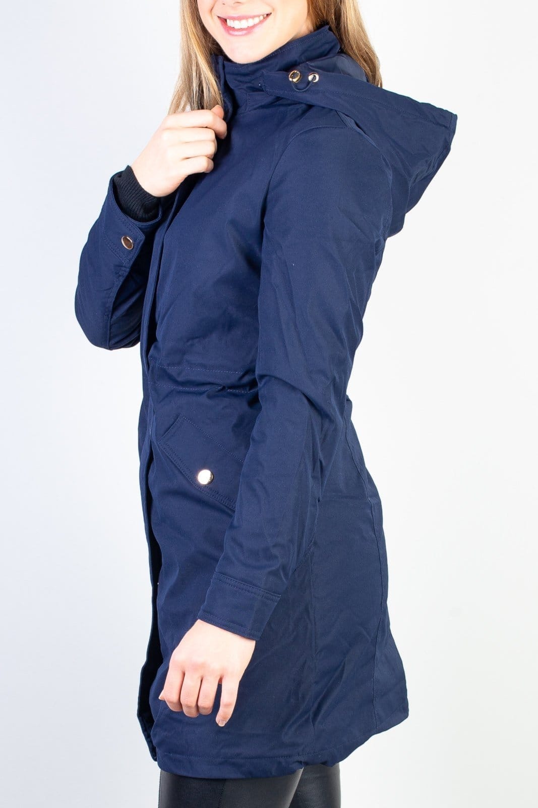 Vista 2 Parka Enluaze Feminina Impermeável Com Capuz Removível 84176 Enluaze azul