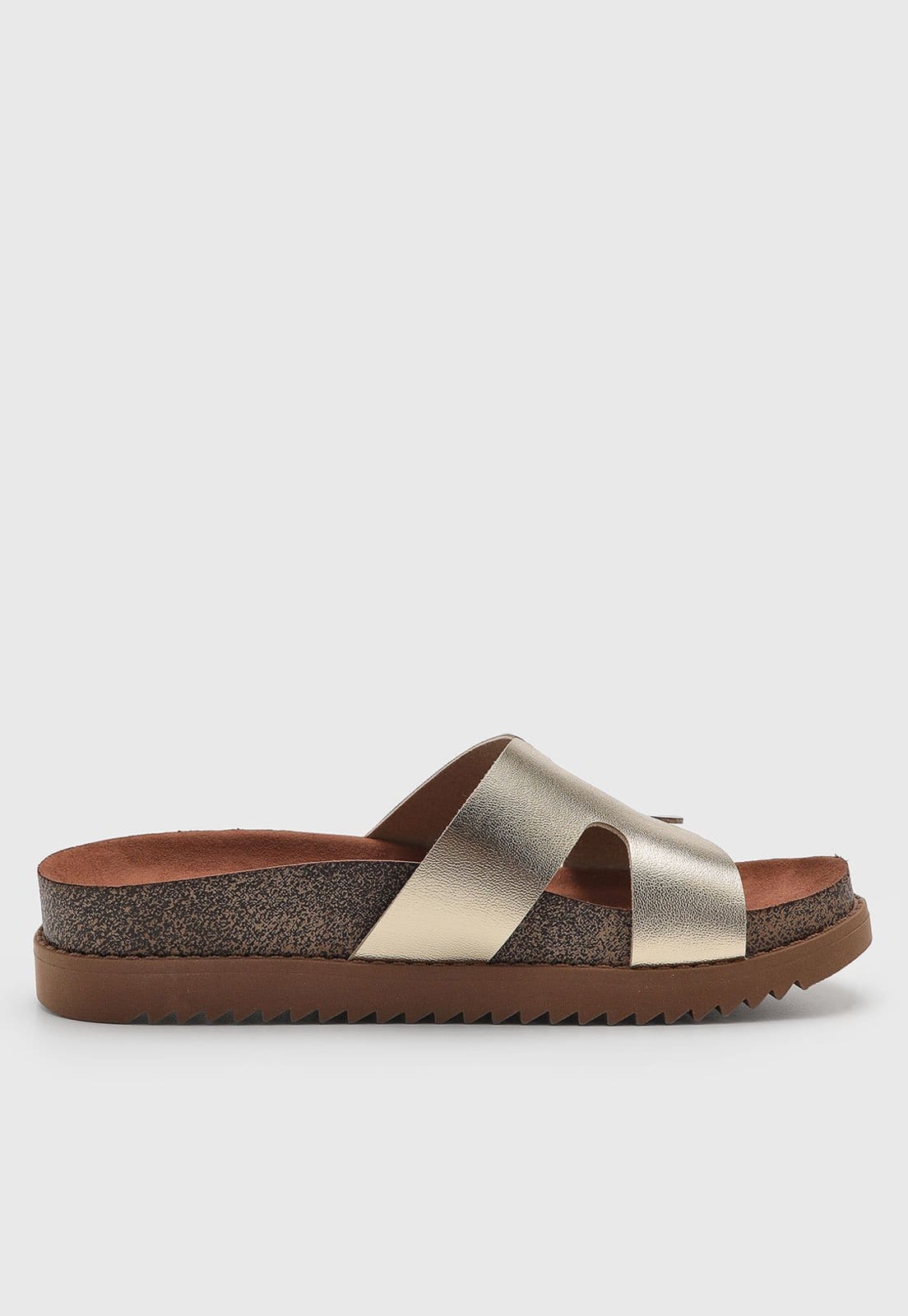 Vista 2 Rasteira Feminina Moleca Cabedal Cruzado Dourada MOLECA dourado