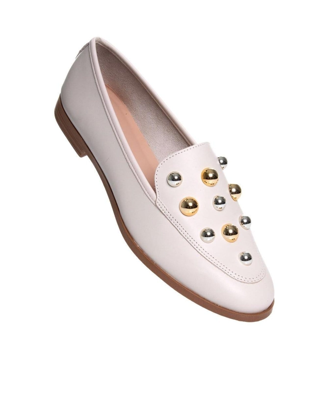 Vista 2 Mocassim Feminino Giulia Domna Couro Off White Incolor Pixolé incolor white