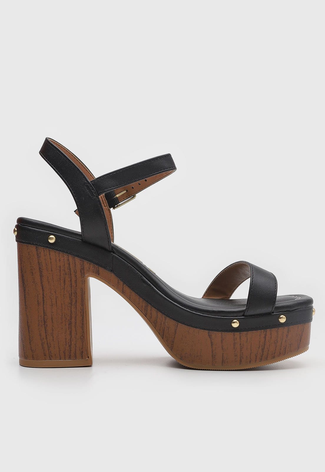 Vista 2 Sandália Feminina Vizzano Salto Bloco Amadeirado Preta VIZZANO preto