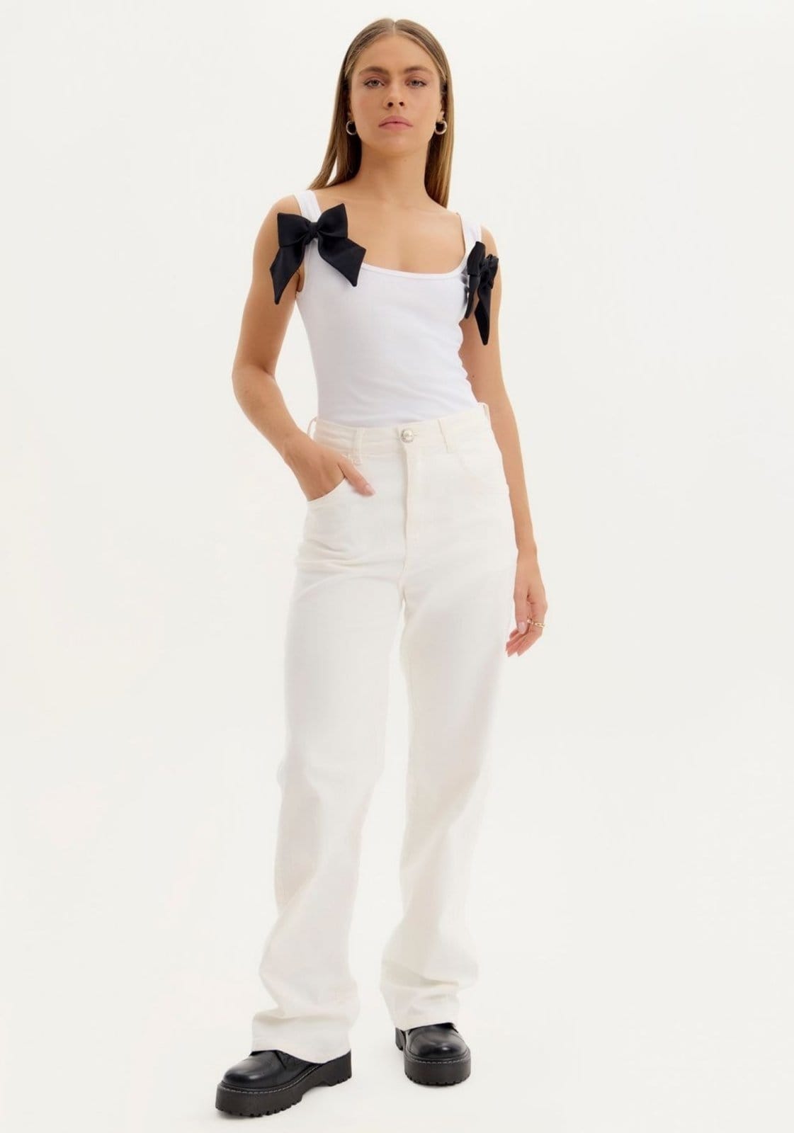 Calça Wide Leg Sarja