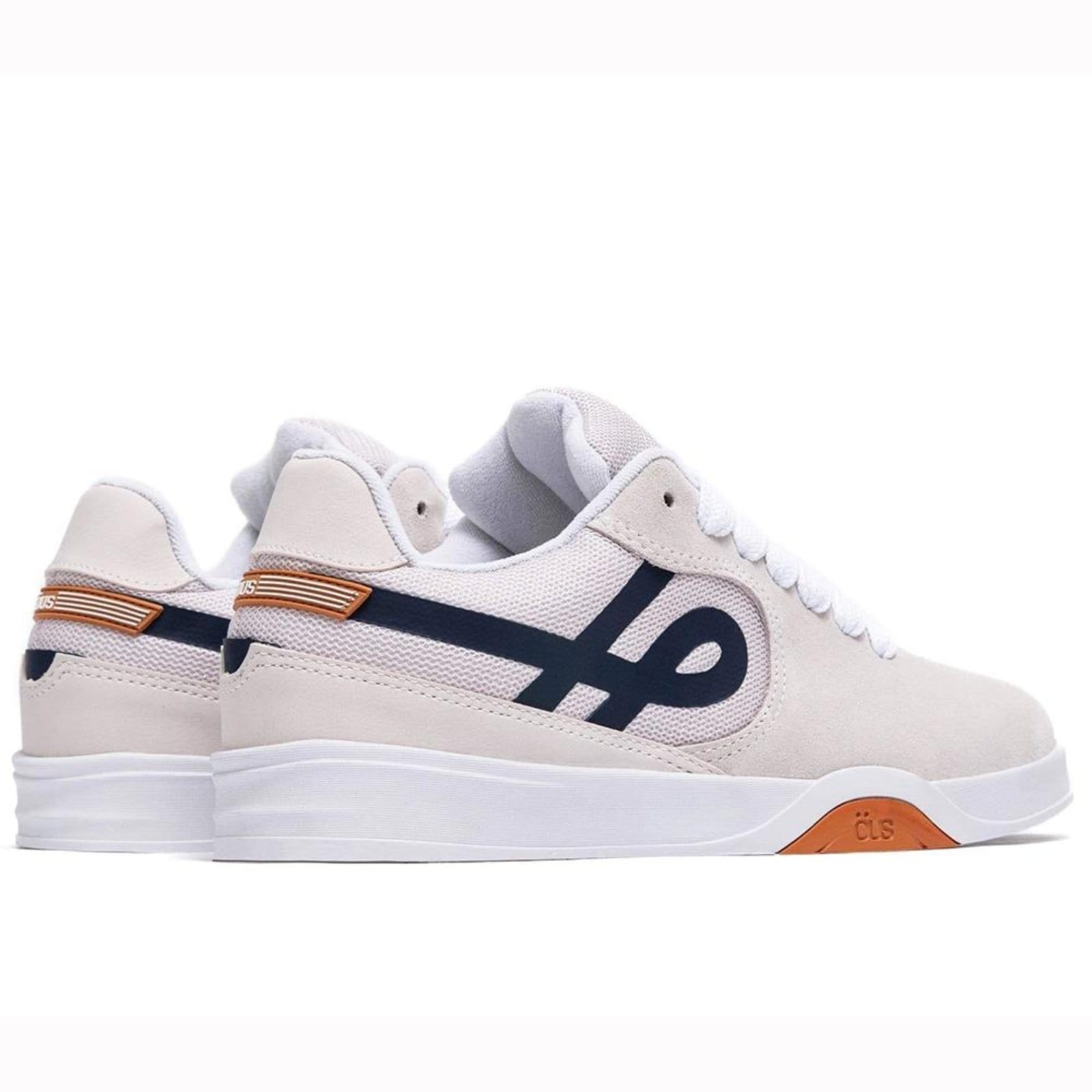 Vista 2 Tênis OUS Imigrante Serie X Laranja Essencial ÖUS cinza azul