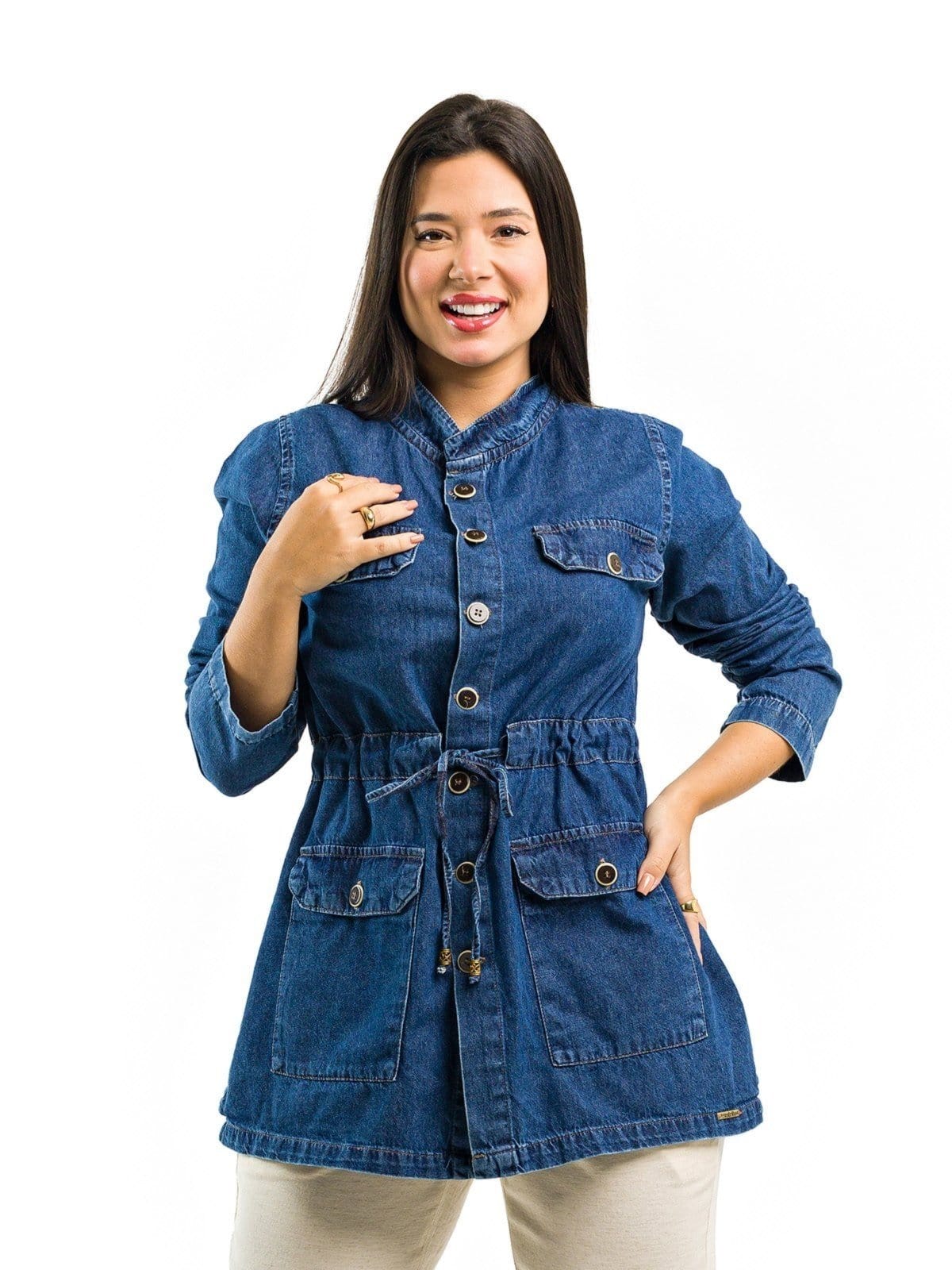 Jaqueta Parka Restrito Jeans Premium com Botões