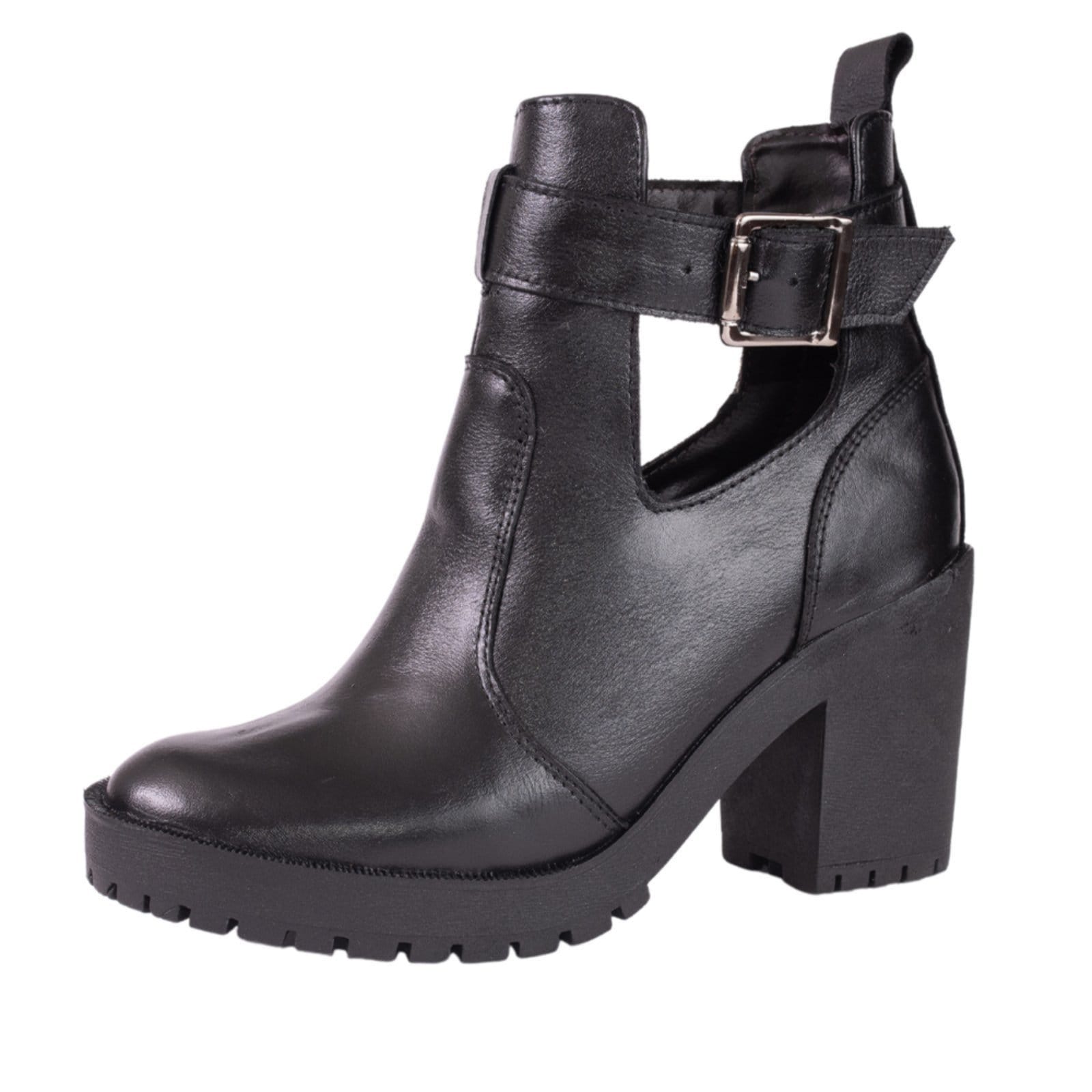 Bota Coturno Tratorado Fivela Couro