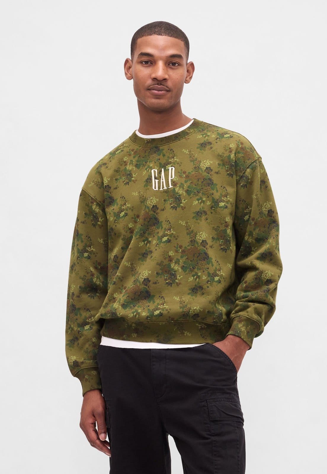 Blusa de Moletom Masculina GAP Floral Print Oliva