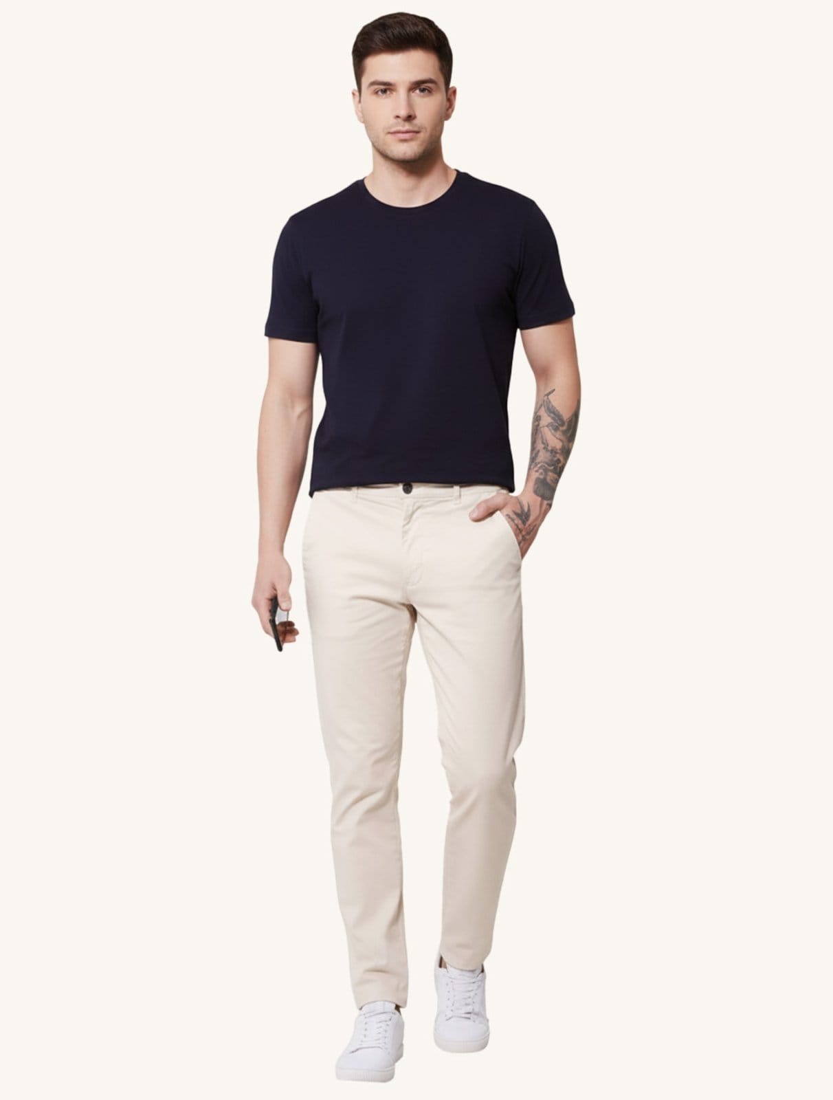 Vista 2 Calça Tommy Hilfiger Masculina de Sarja Brooklyn Areia Tommy Hilfiger bege