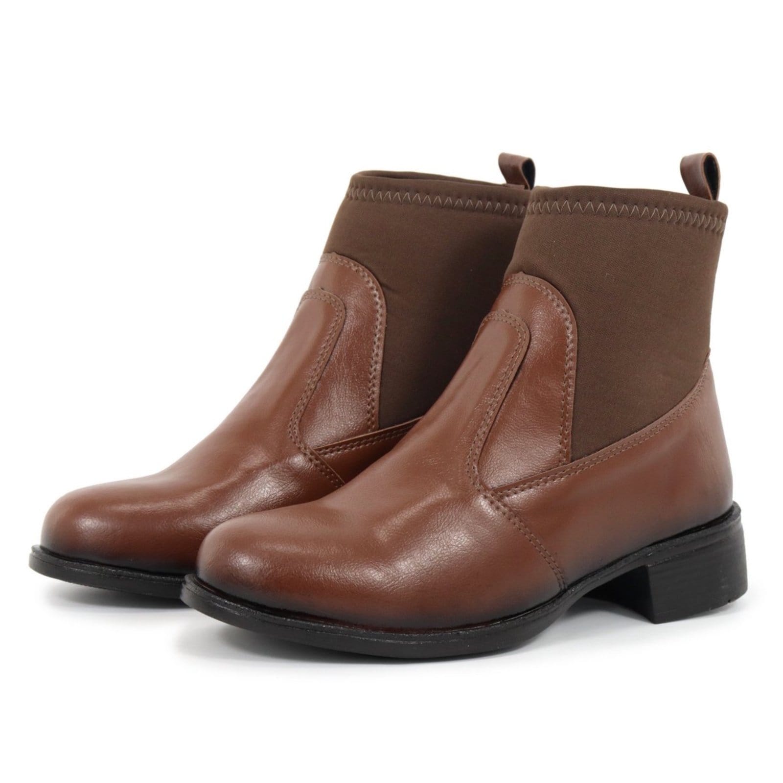 Bota Cano Curto Feminina Casual com Elastico Urbana Confortável Capuccino