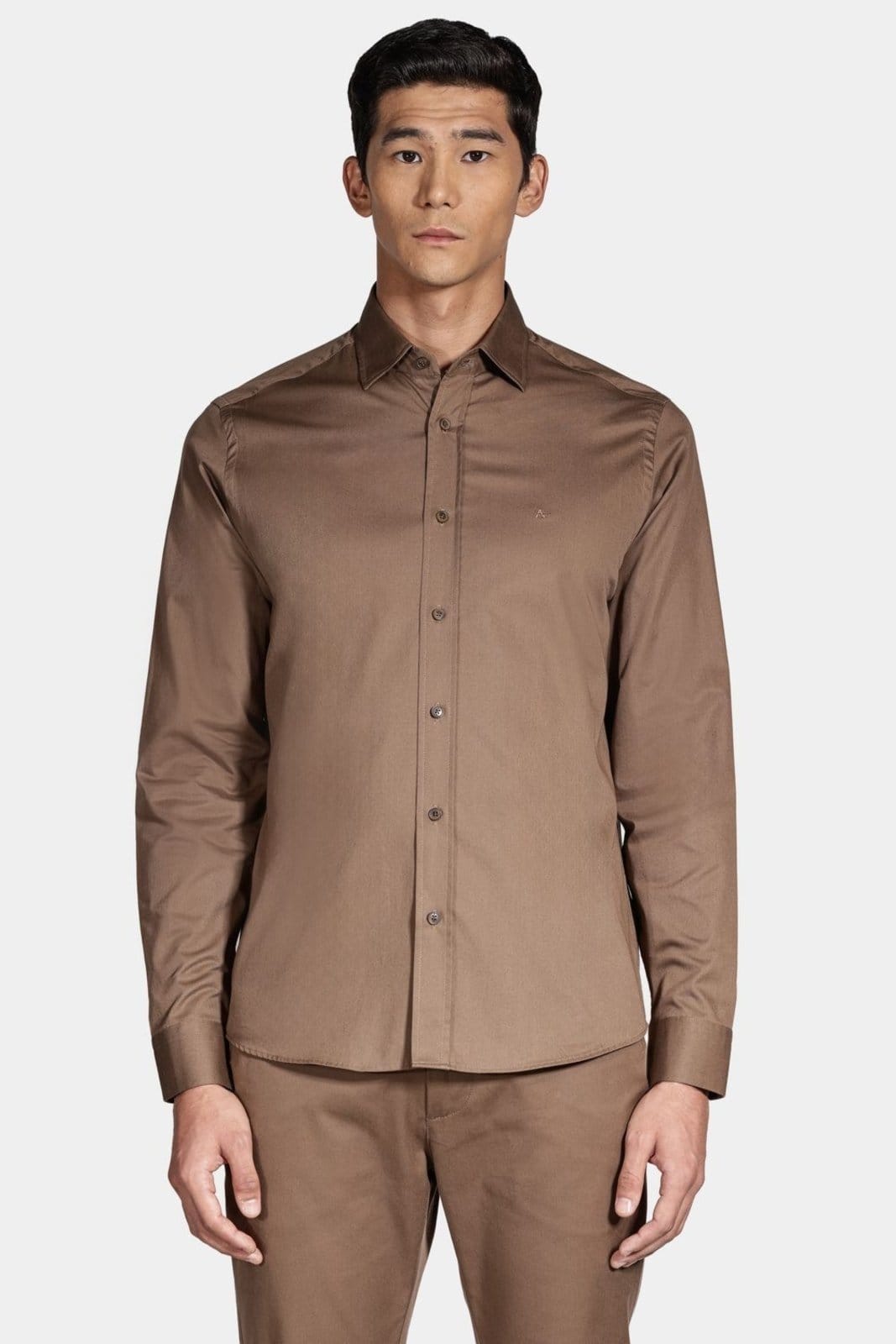 Camisa Aramis Manga Longa Regular Sarja de Empire Amendoa