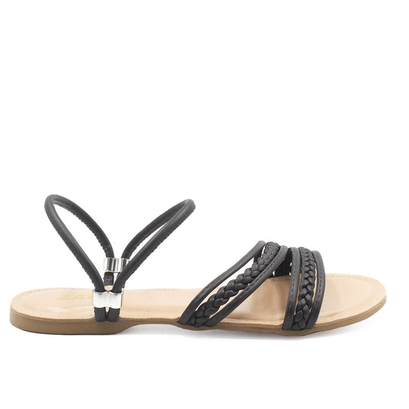 Vista 2 Sandália Zatta Rasteira Trançada Bella Preta ZATTA preto