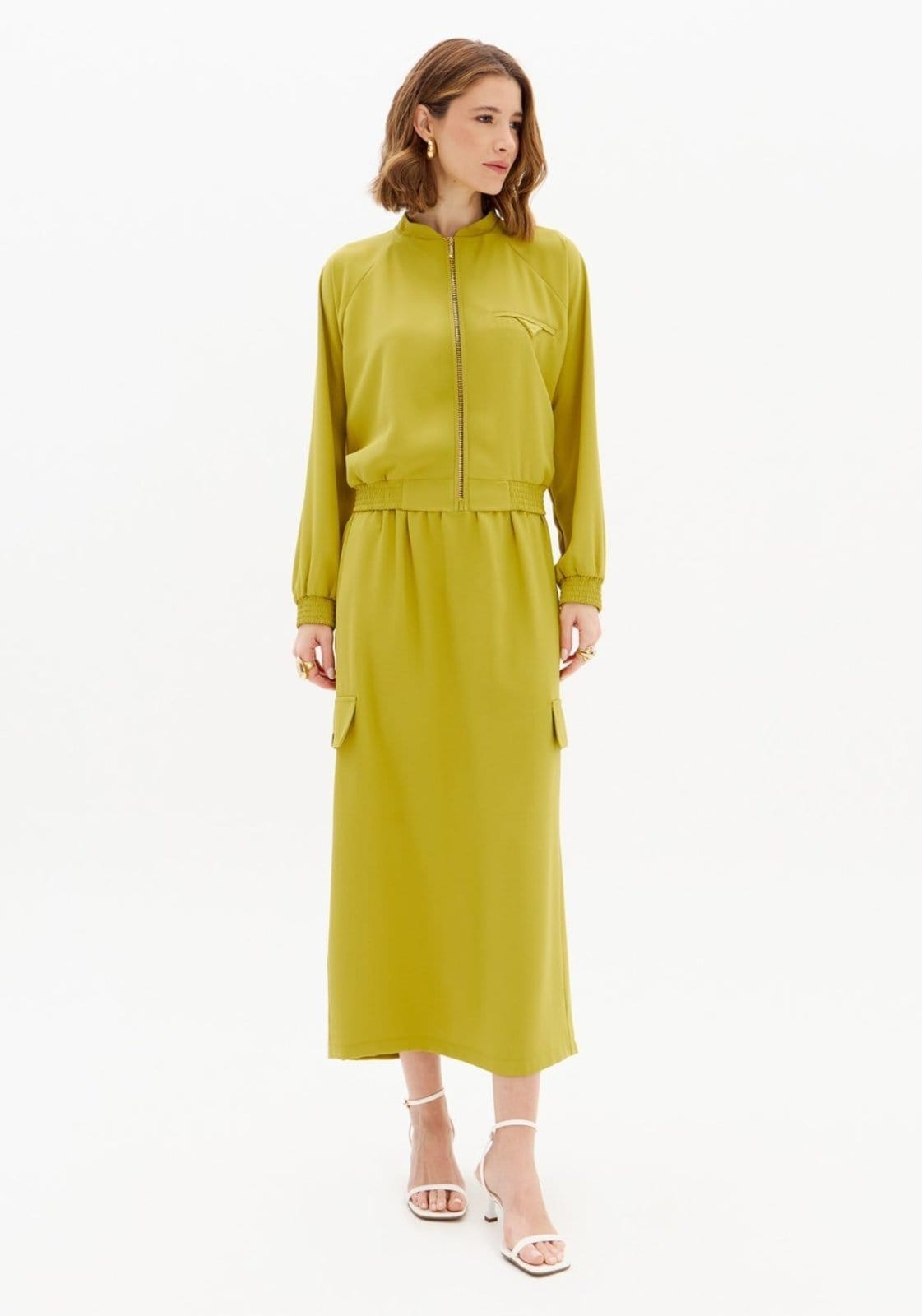 Saia Parachute Super Midi Cintura Média