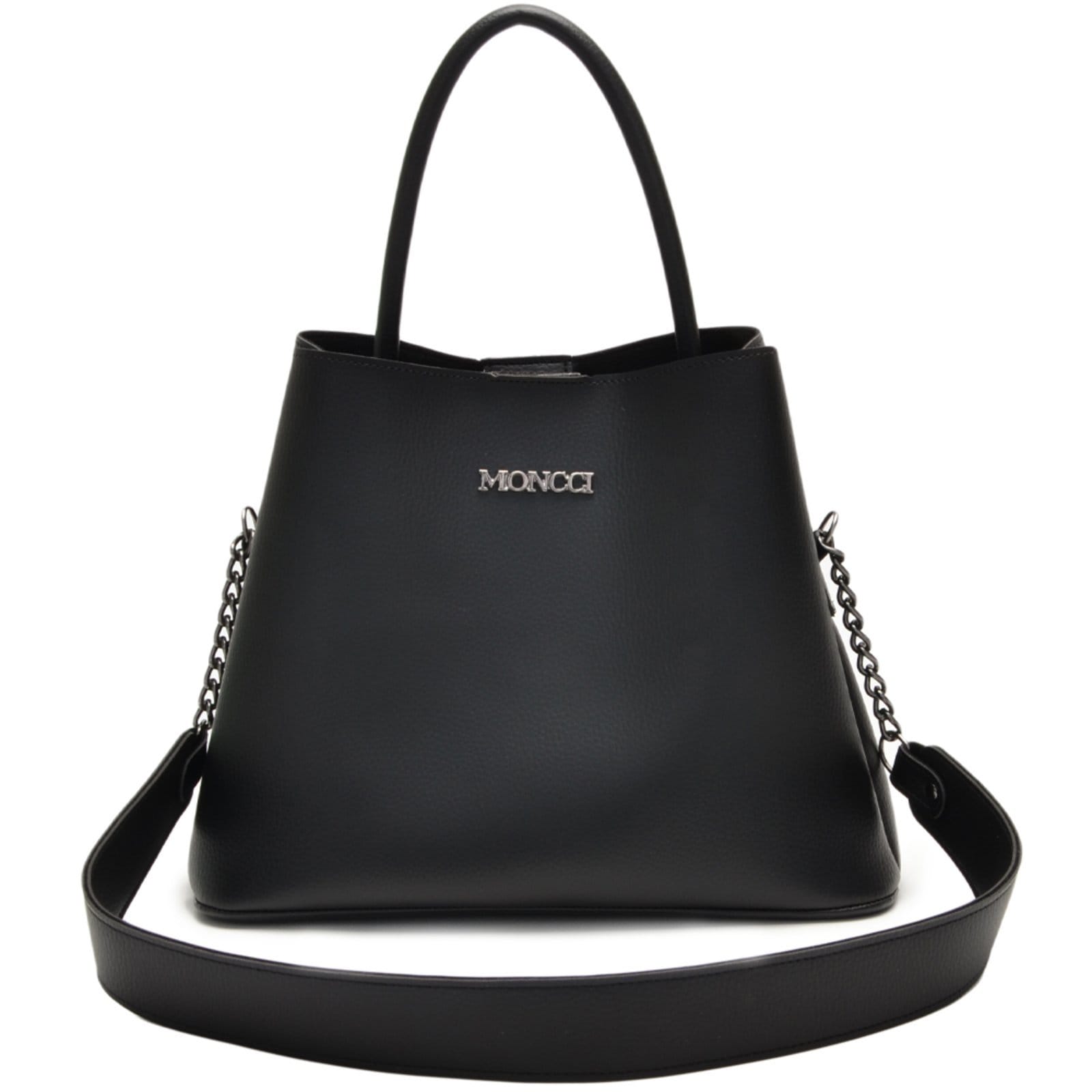 Bolsa Feminina Moncci Saco Tiracolo Madri Preta