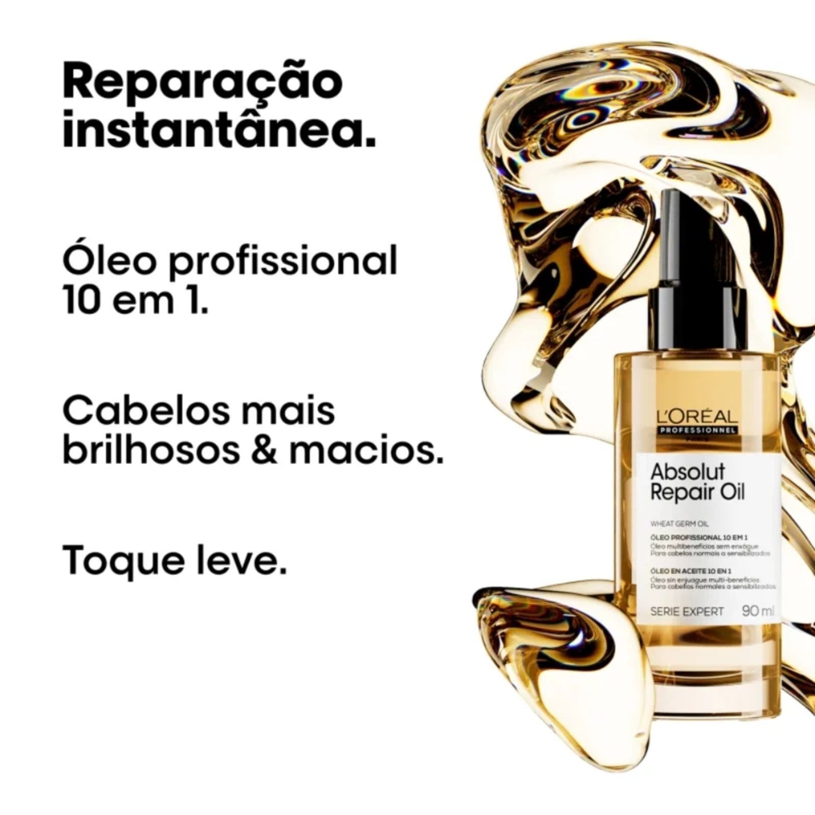 Vista 2 L'Oréal Professionnel Serie Expert Absolut Repair 10 em 1 - Óleo Reparador Loreal amarelo