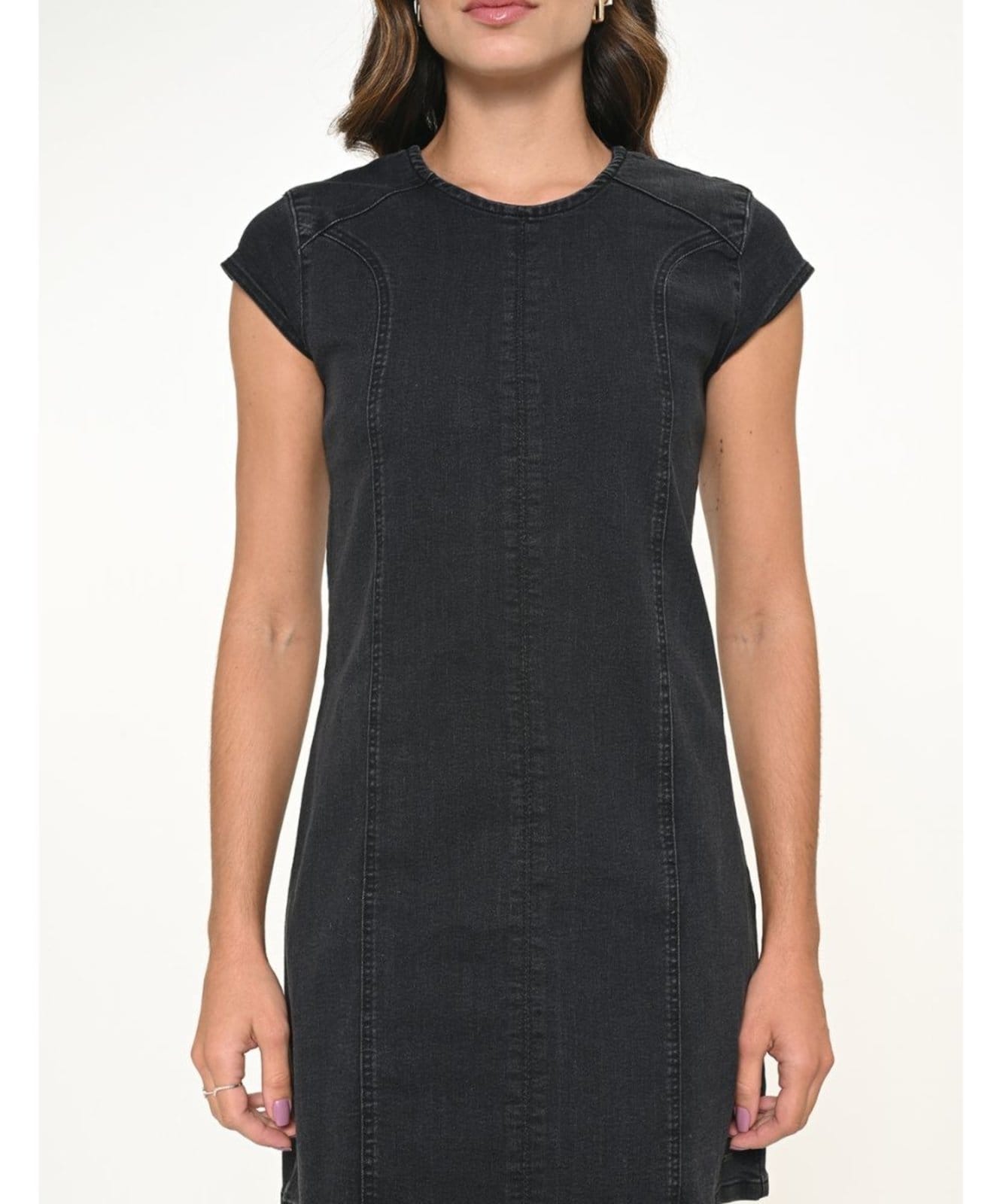 Vista 2 Vestido Manga Curta Com Recortes Razon Jeans jeans