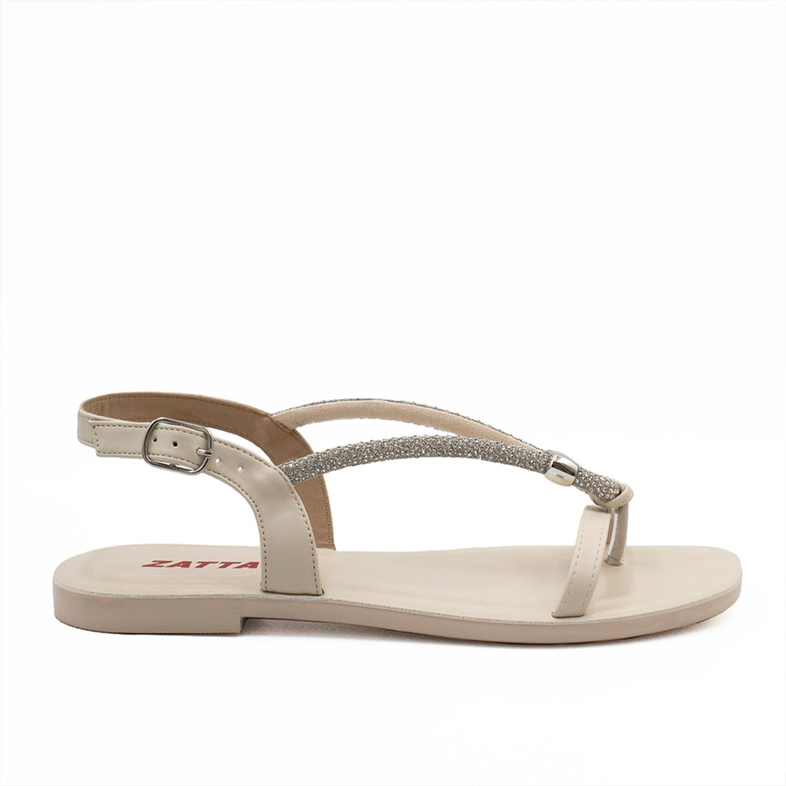 Rasteira Zatta Brilho Strass Ajuste Poliana Off White