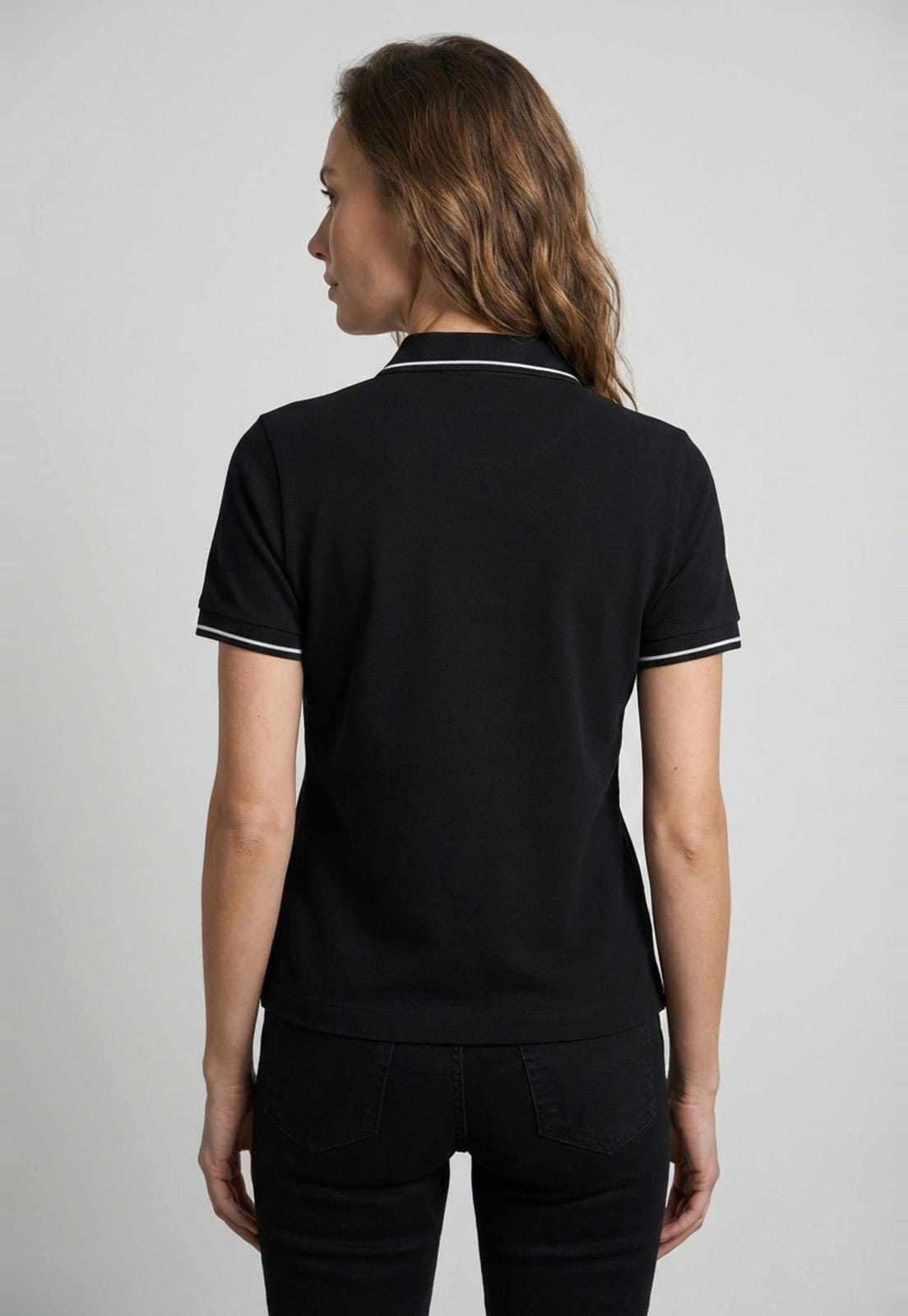 Vista 2 Polo Feminina Calvin Klein Jeans Piquet Duplo Preta Calvin Klein Jeans preto