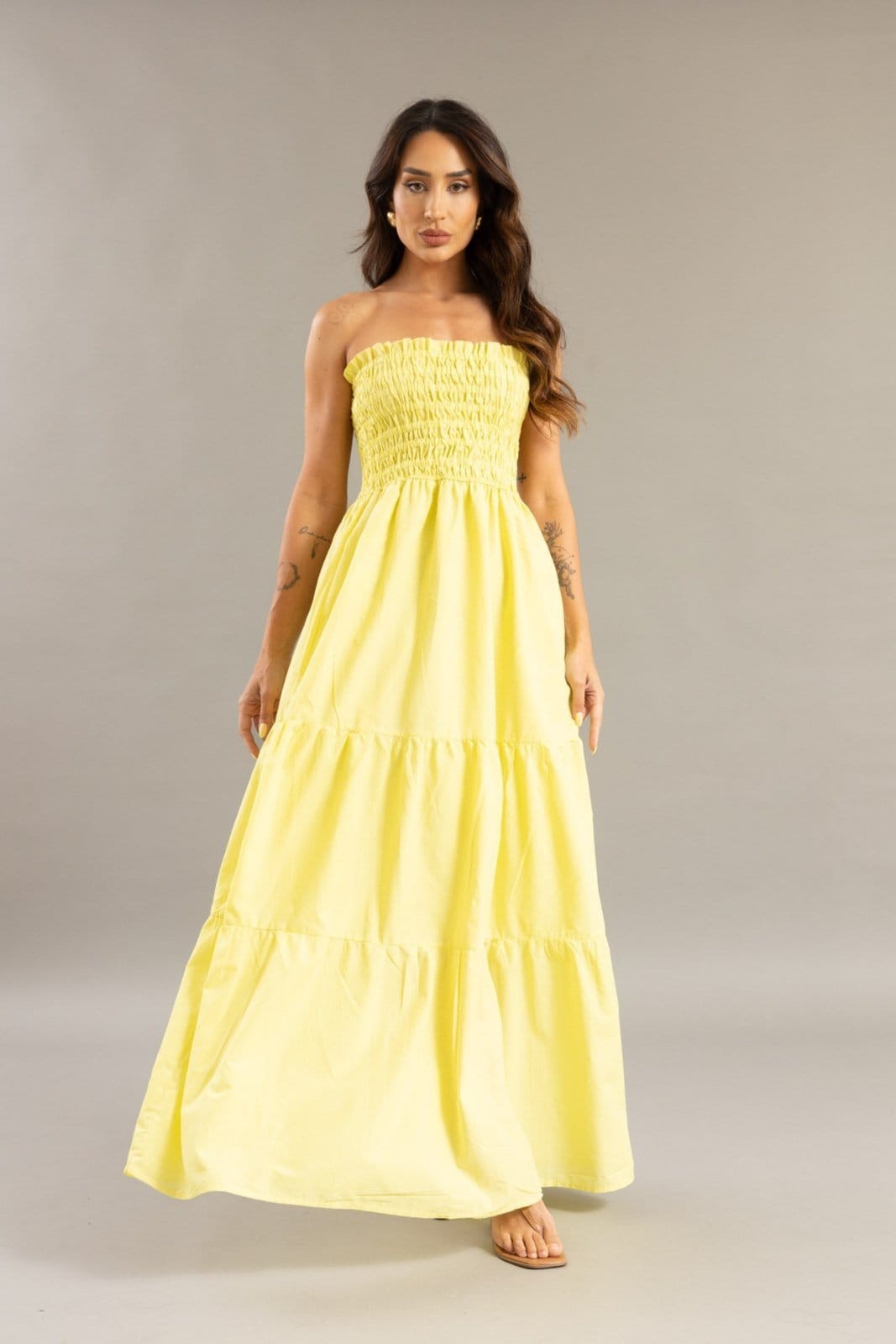 Vestido Longo Feminino Três Marias com Alça Removível Claro Lemier Collection