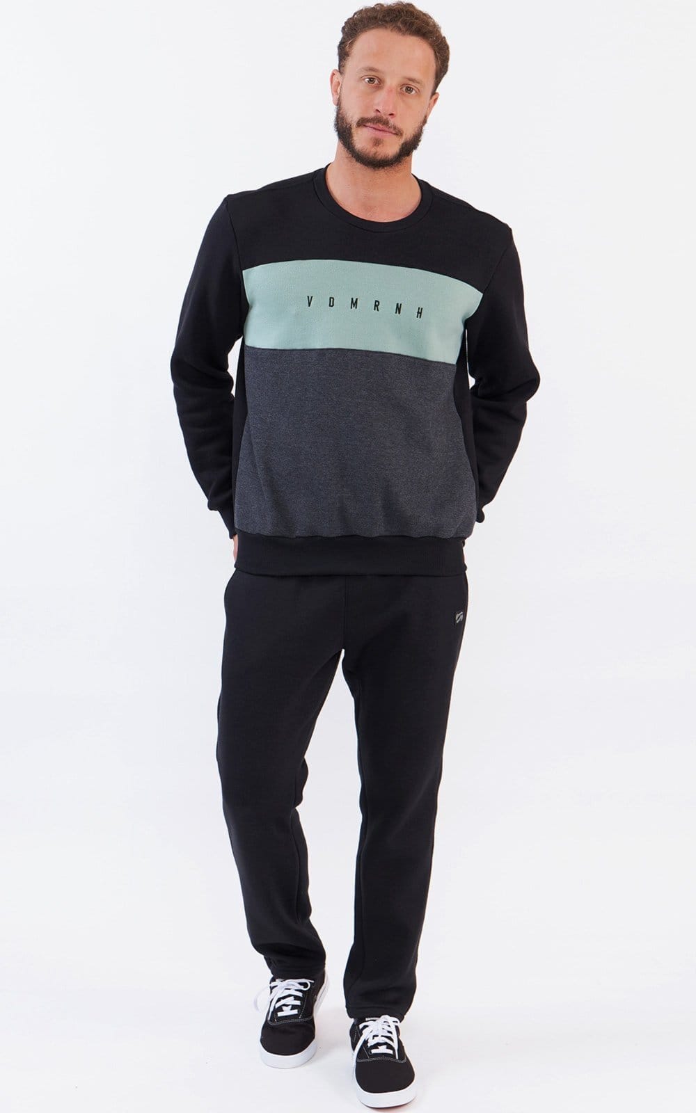 Vista 2 Moletom Careca Vida Marinha Menta Vida Marinha preto