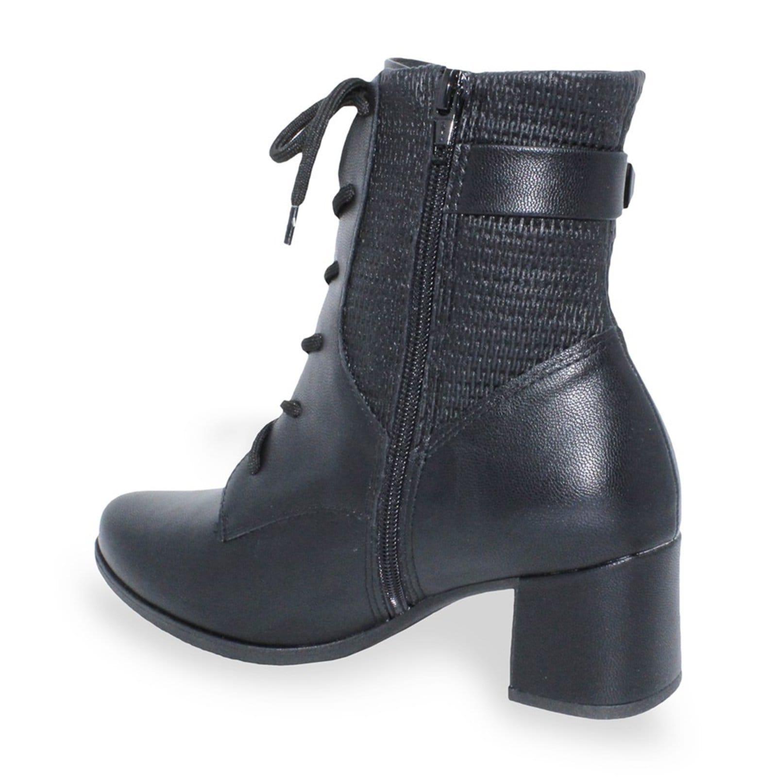 Vista 2 Kit Bota Piccadilly Danubia Cano Curto Feminina + Par de Meia Piccadilly preto