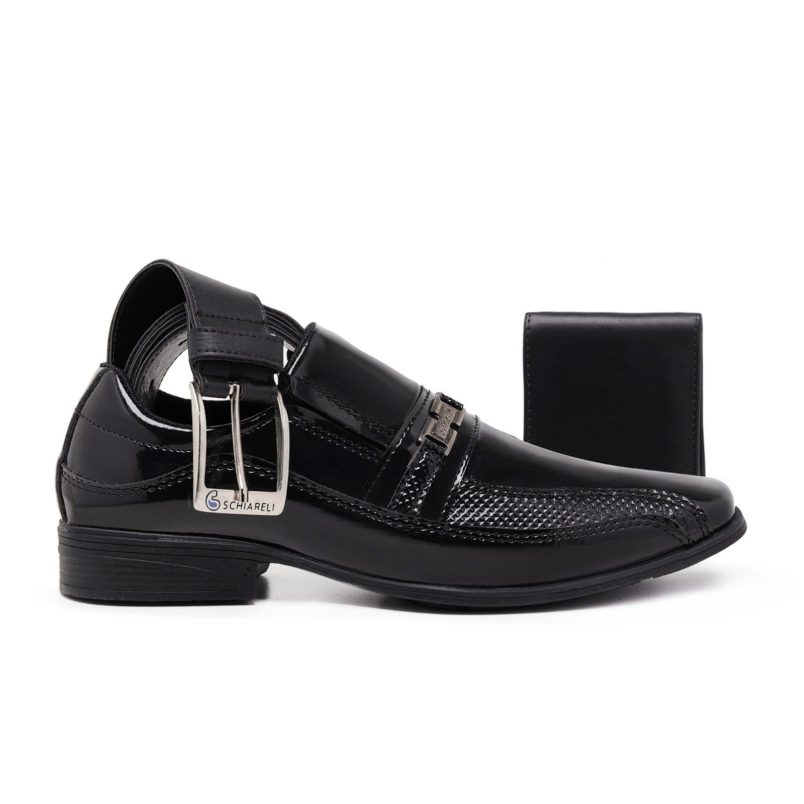 Kit Sapato Masculino Social Com Cinto e Carteira Verniz Casamento Trabalhar Em Loja 836 Verniz