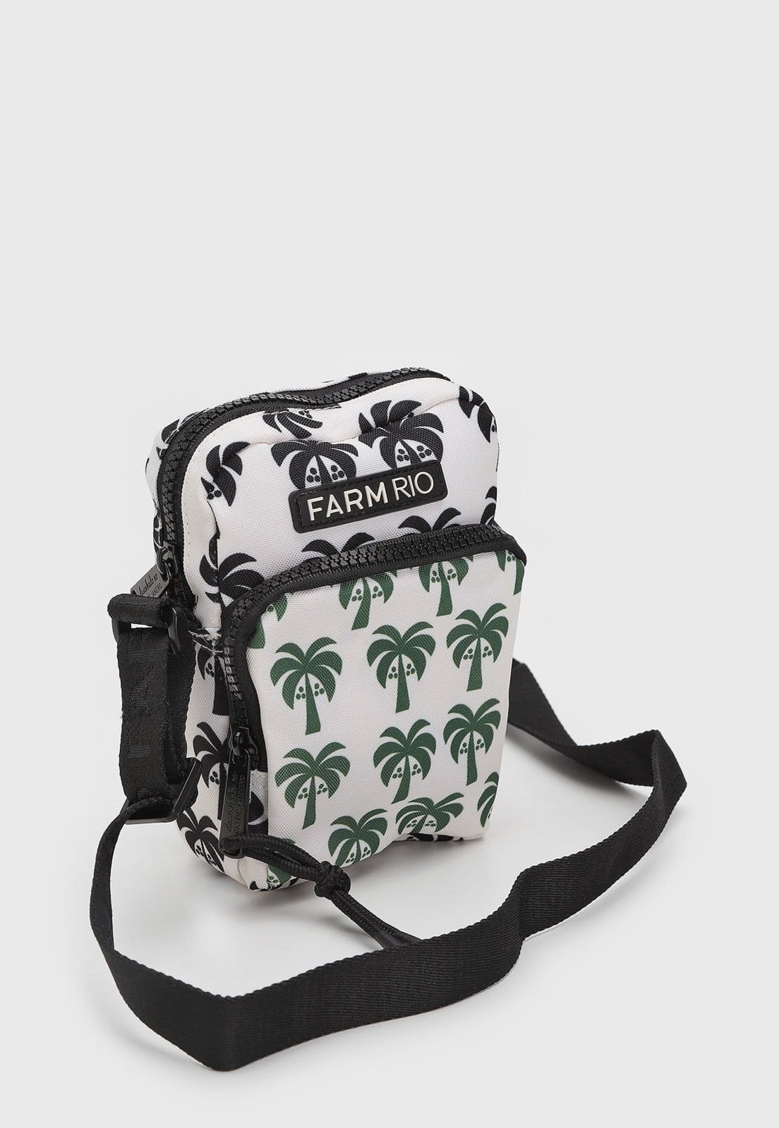 Vista 2 Bolsa Pequena Feminina FARM Da Gema Coqueiro Estampada Branca FARM branco