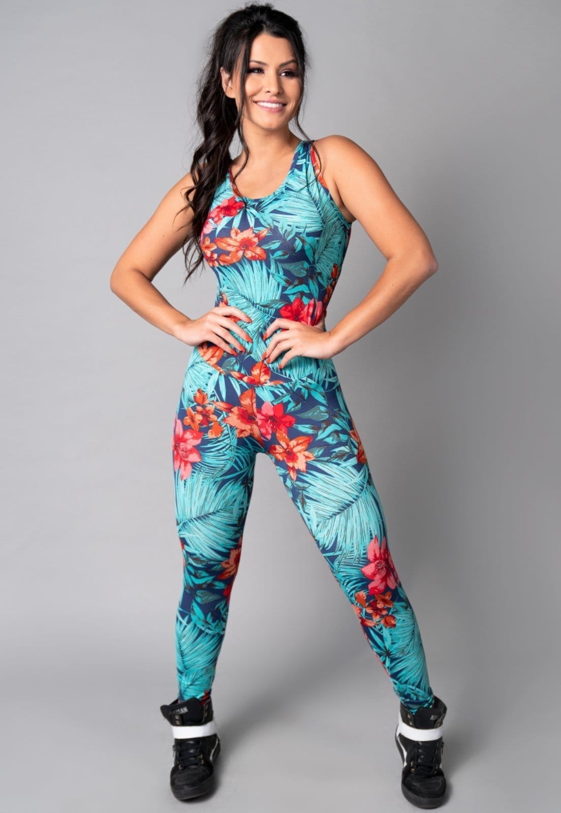 Macacão MVB Modas Longo Suplex Fitness Estampado Amazônia