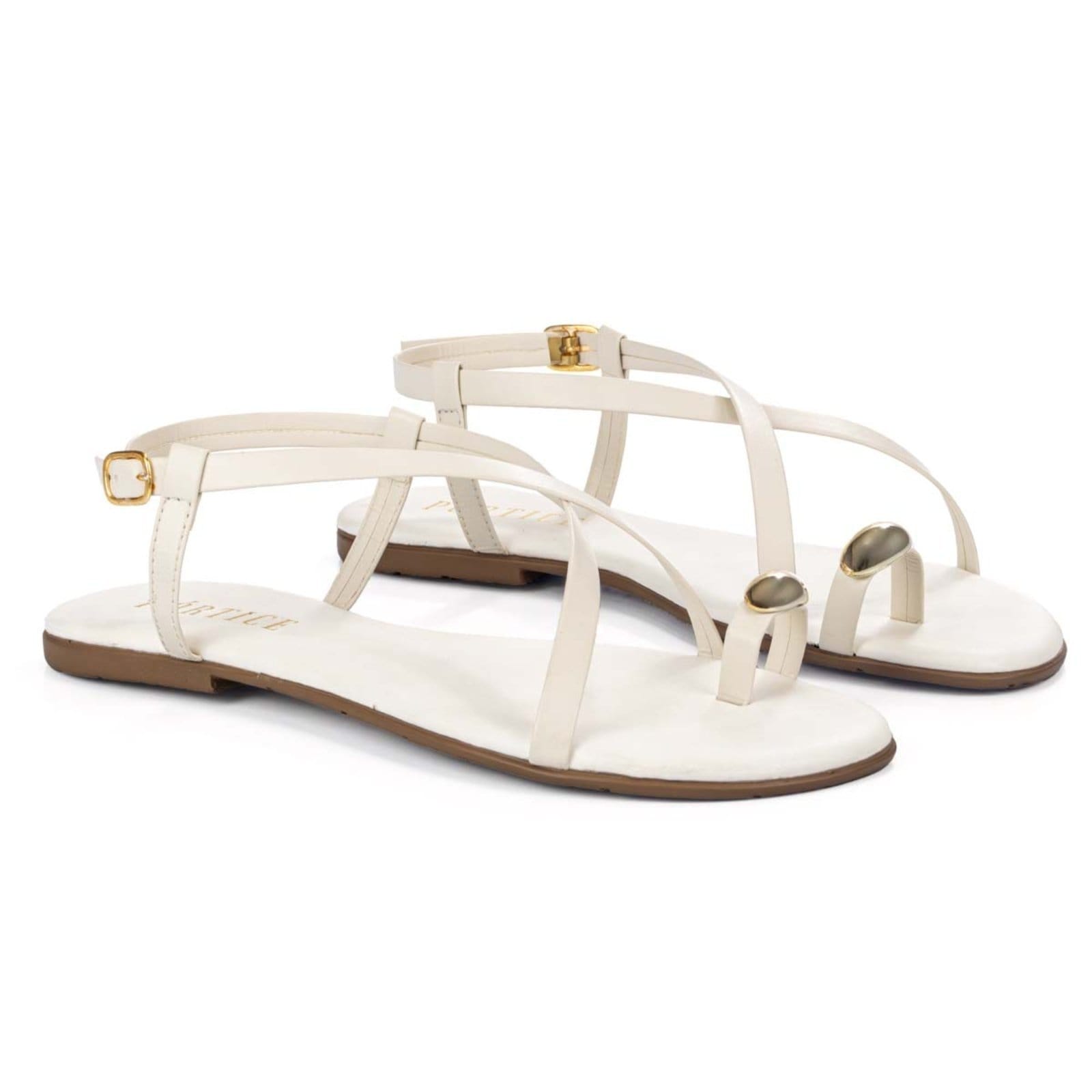 Vista 2 Sandália Feminina Rasteirinha Flatform Rasteira Flat Papete Enfeite Metalizado Lesma Metal Off-white BREDENI off-white white