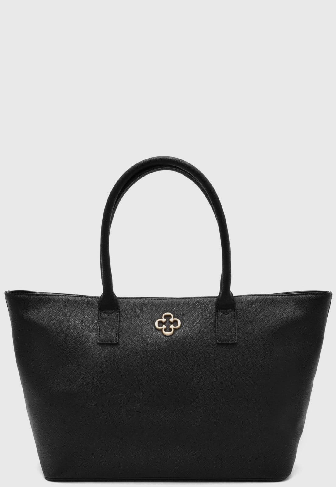 Vista 2 Bolsa Universitária Capodarte Tote Textura Preta Capodarte preto