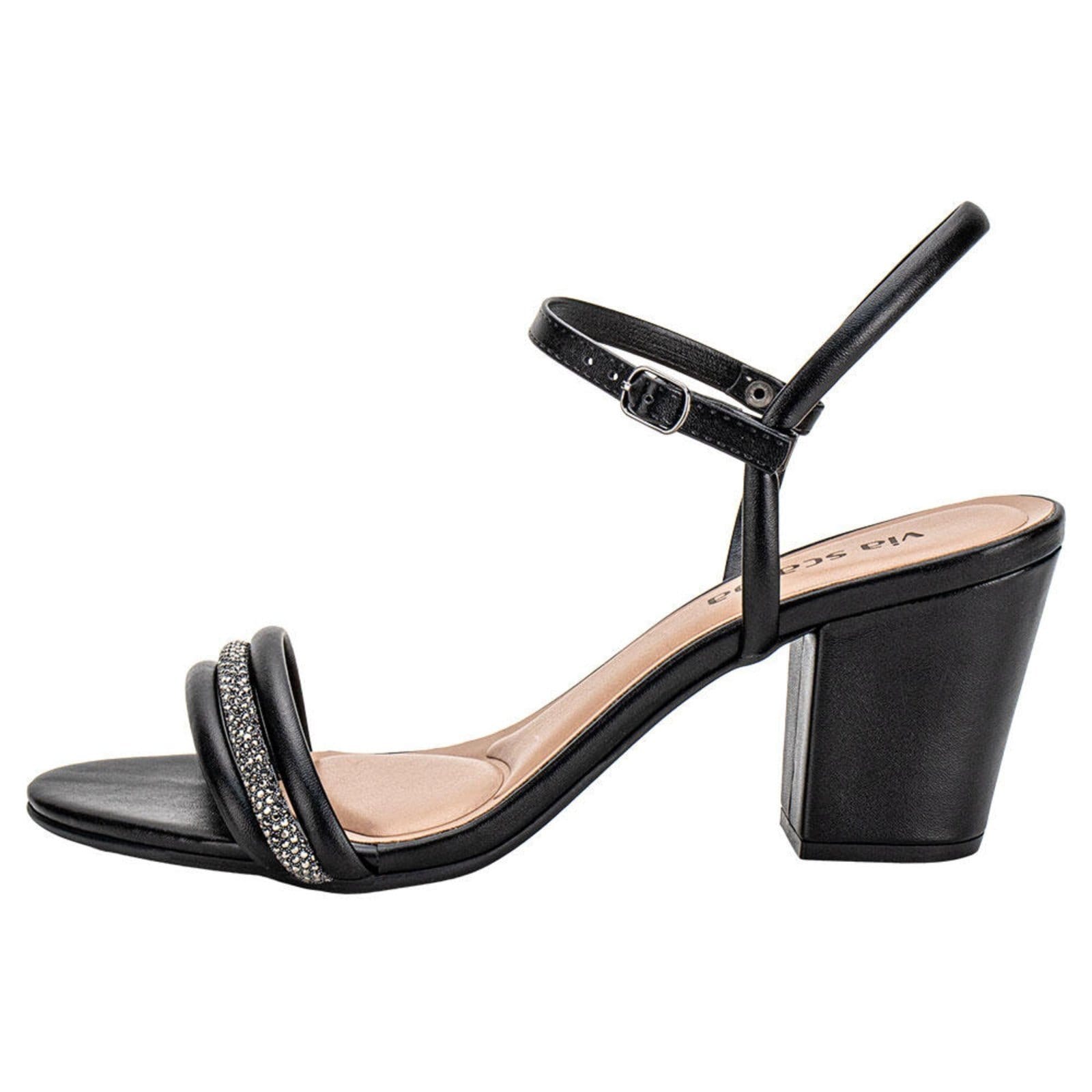 Vista 2 Sandália Feminina Salto Grosso Via Scarpa 100118129 3948129 Via Scarpa preto