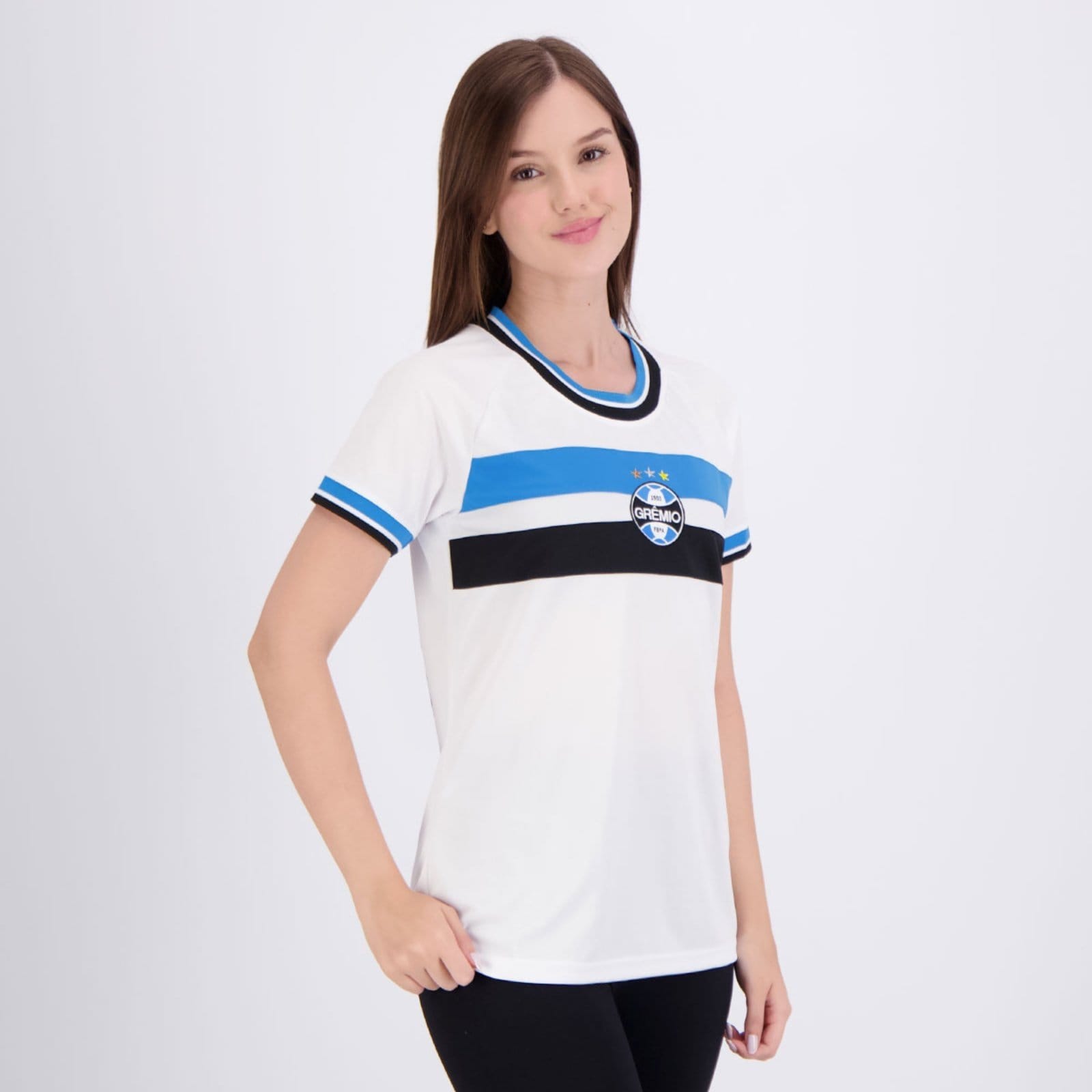 Vista 2 Camisa Grêmio Orion Feminina Branca Natural Cotton branco