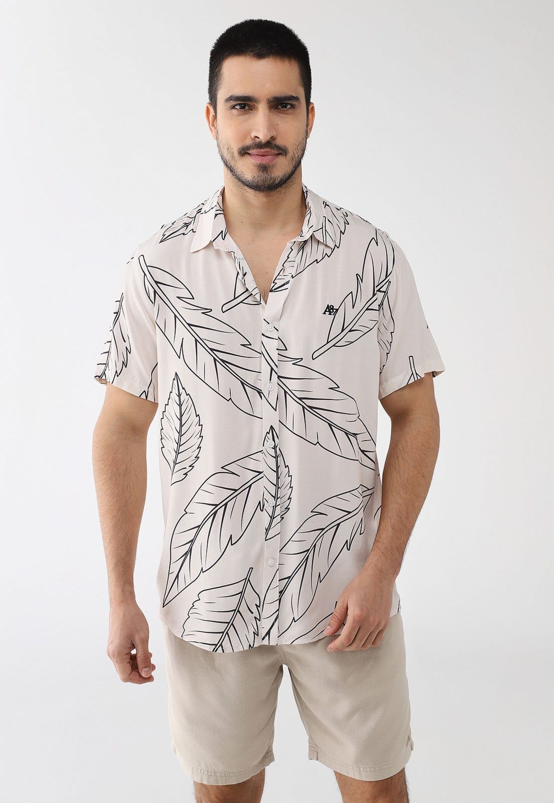 Camisa Masculina Aeropostale Estampa Folhas e Preto