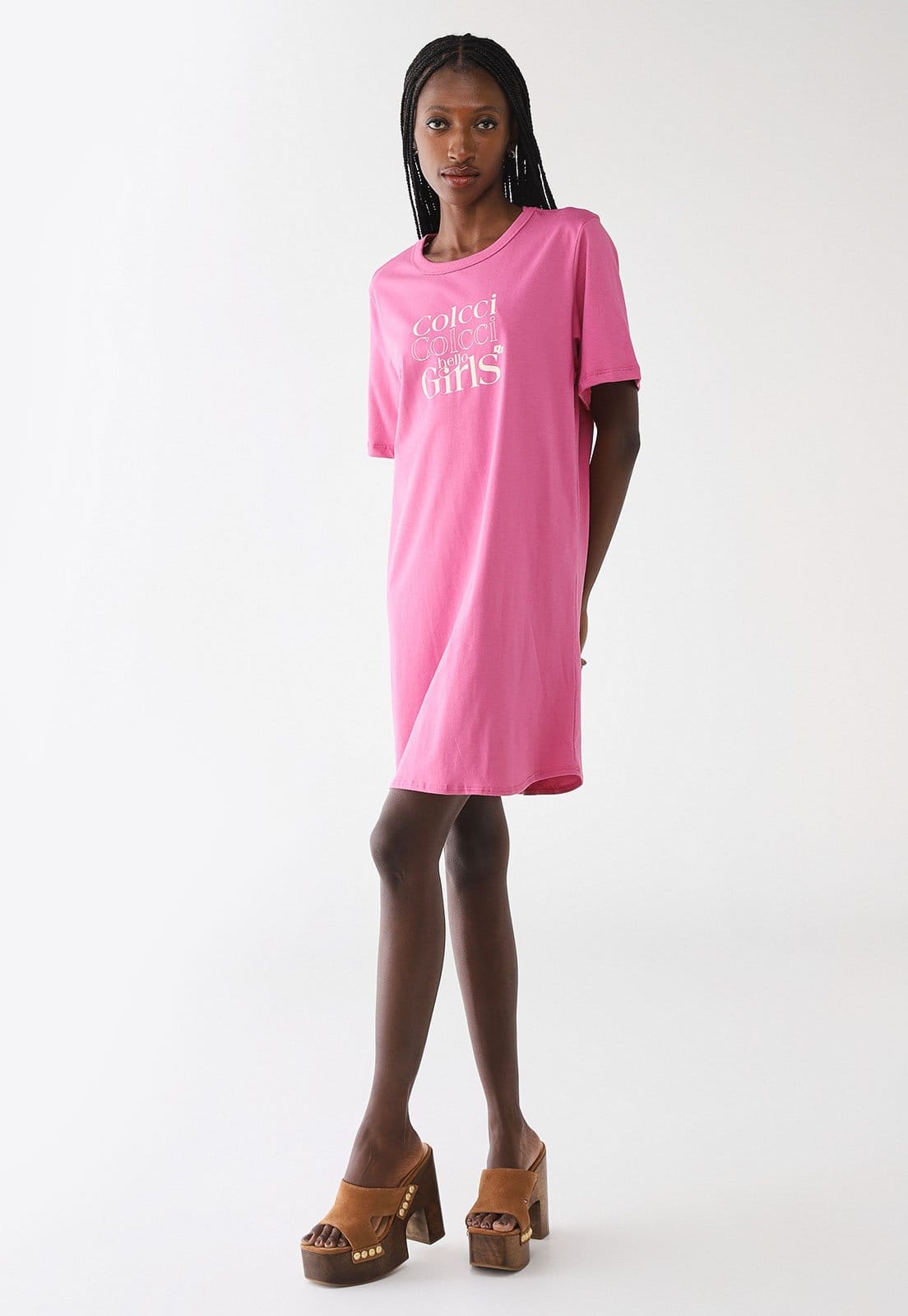 Vista 2 Vestido Feminino Colcci Estampa Hello Girls Colcci rosa