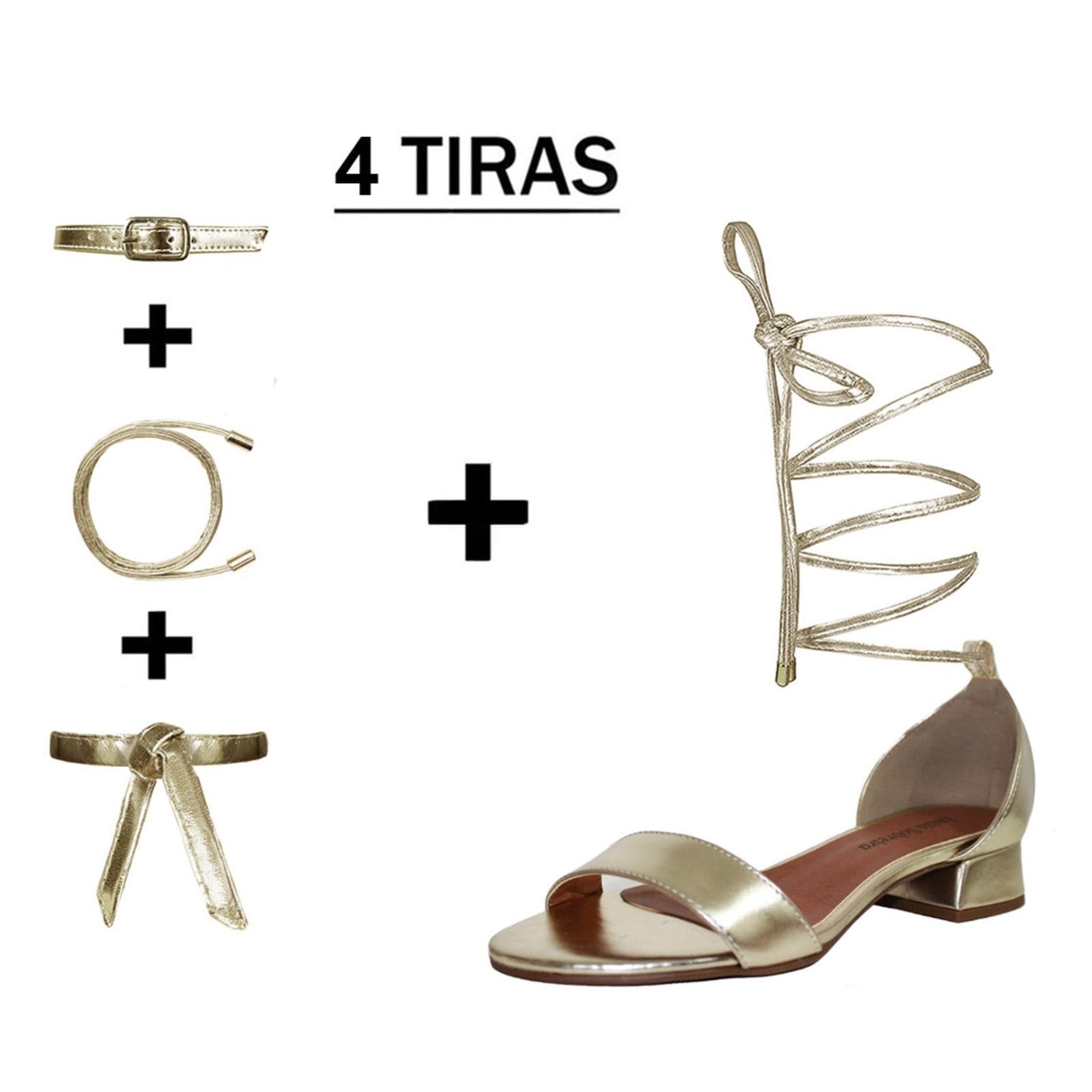 Sandália Troca Tira Salto Baixo Grosso 3cm Luiza Sobreira Dourada Mod. 2141-2