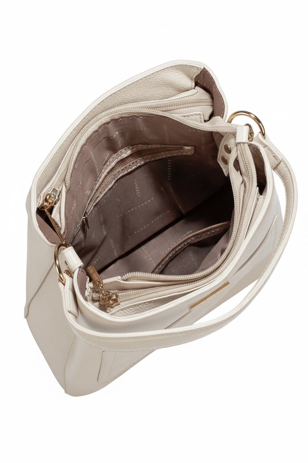 Vista 2 Bolsa de mão em couro liso Madu - Marfim Andrea Vinci café