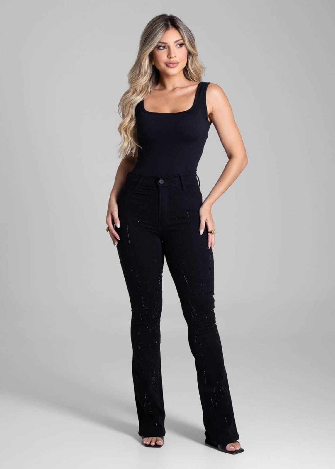 Vista 2 Calça Sarja Sawary Boot Cut - 282441 Sawary preto