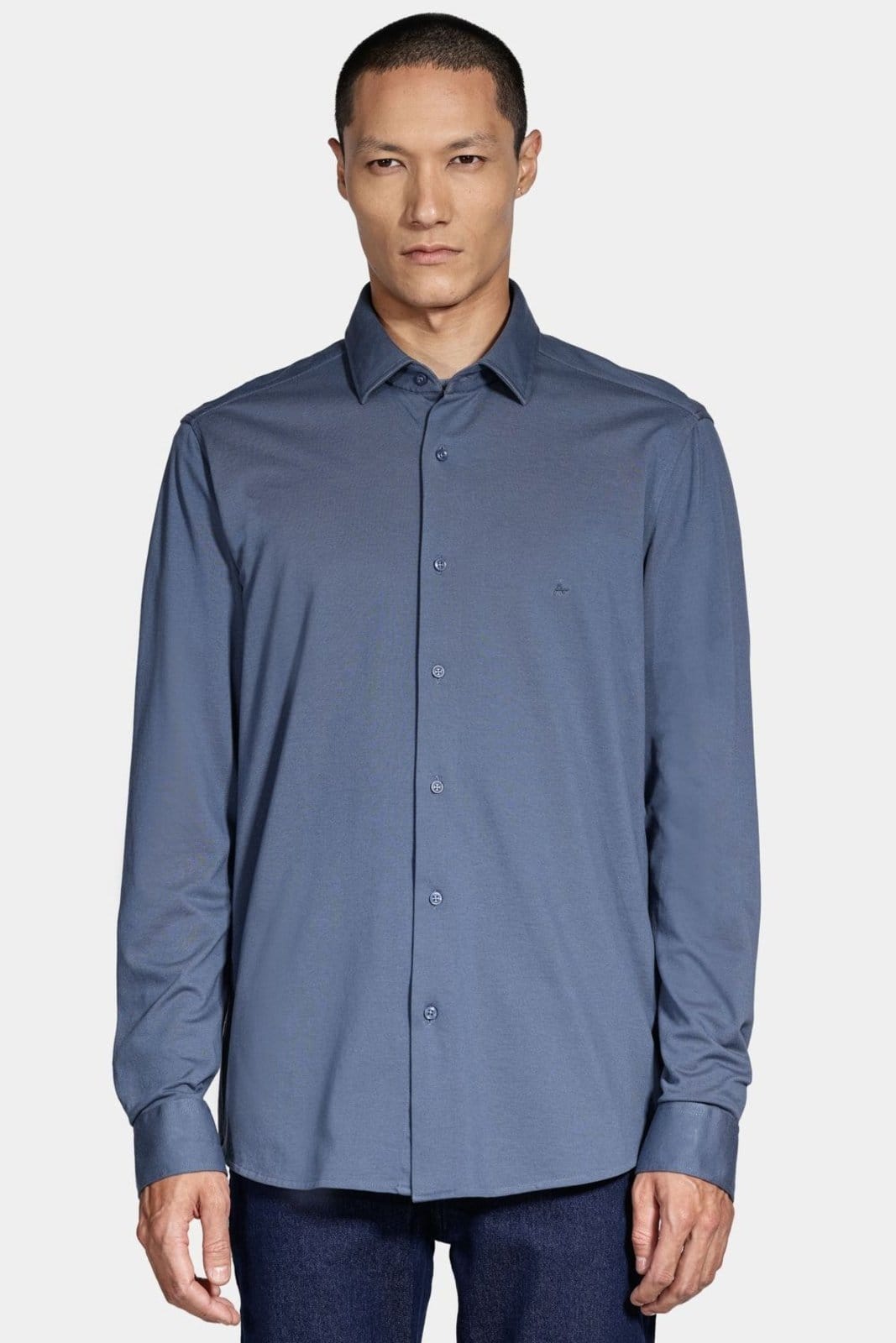 Camisa Aramis Manga Longa Slim Piquet de Malha Escuro