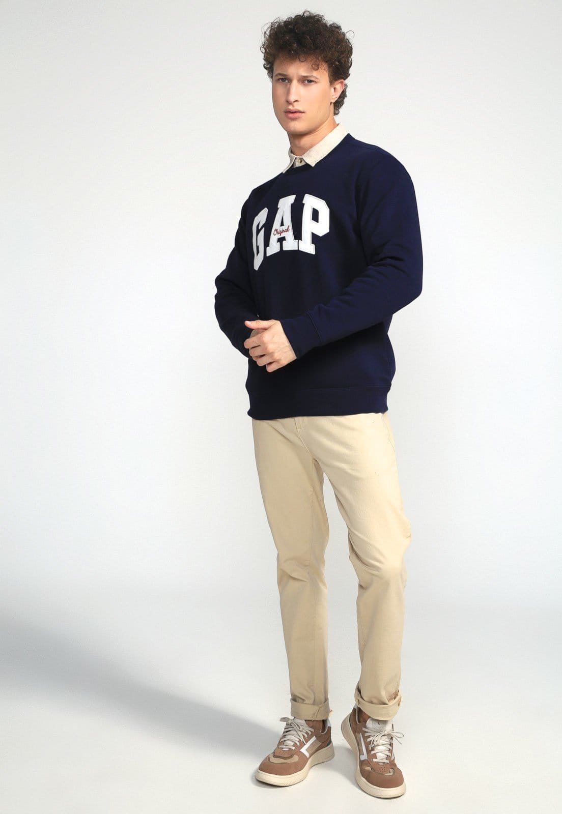 Vista 2 Blusa de Moletom Flanelada Fechada GAP Logo Bordado Azul-marinho GAP azul marinho