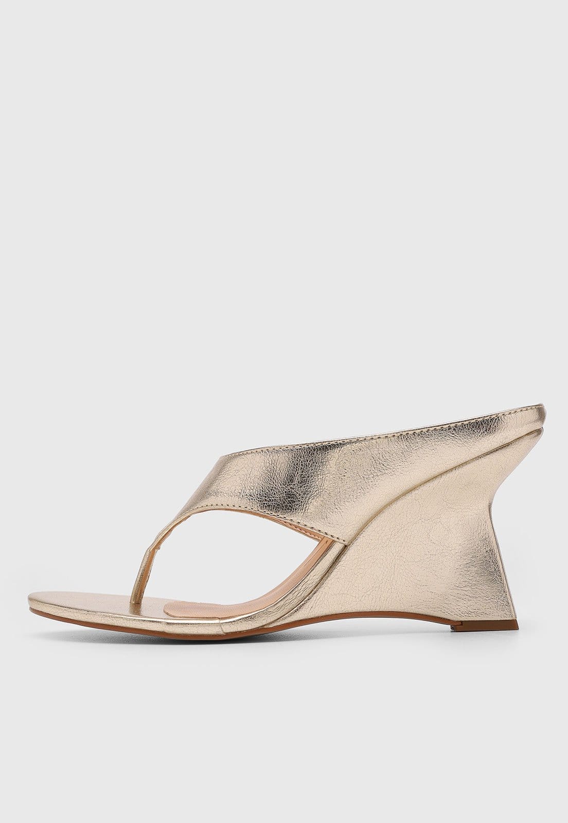 Sandália Feminina Luiza Barcelos Salto Anabela Dourada